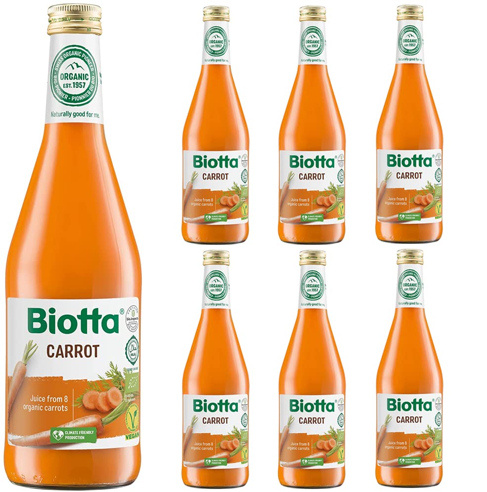 Biotta Organic Carrot Juice| Organic | Rich in Vitamin A which Contributes to the Maintenance of Normal Vision | Source of other Plant-based Nutrients | Not from Concentrate | 500ml - Pack of 6