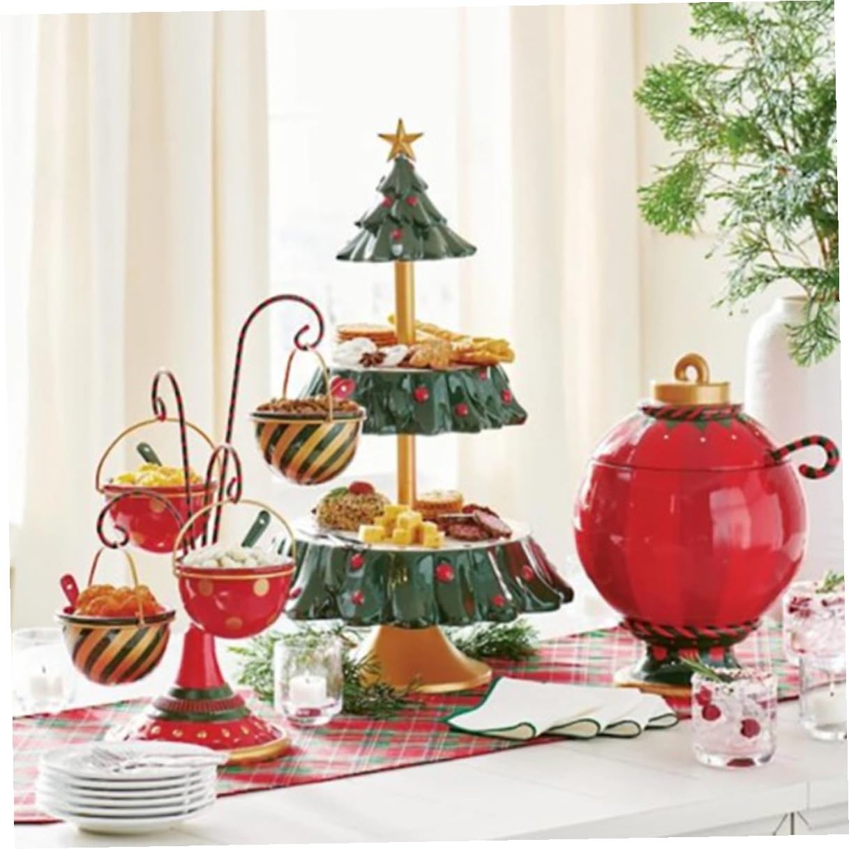 STOBAZA Vassoio Porta Snack Natalizio in Resina Sicura Espositore Multifunzionale per Dolci e Frutta Decorazione da Tavolo per Feste di Natale e Celebrazioni