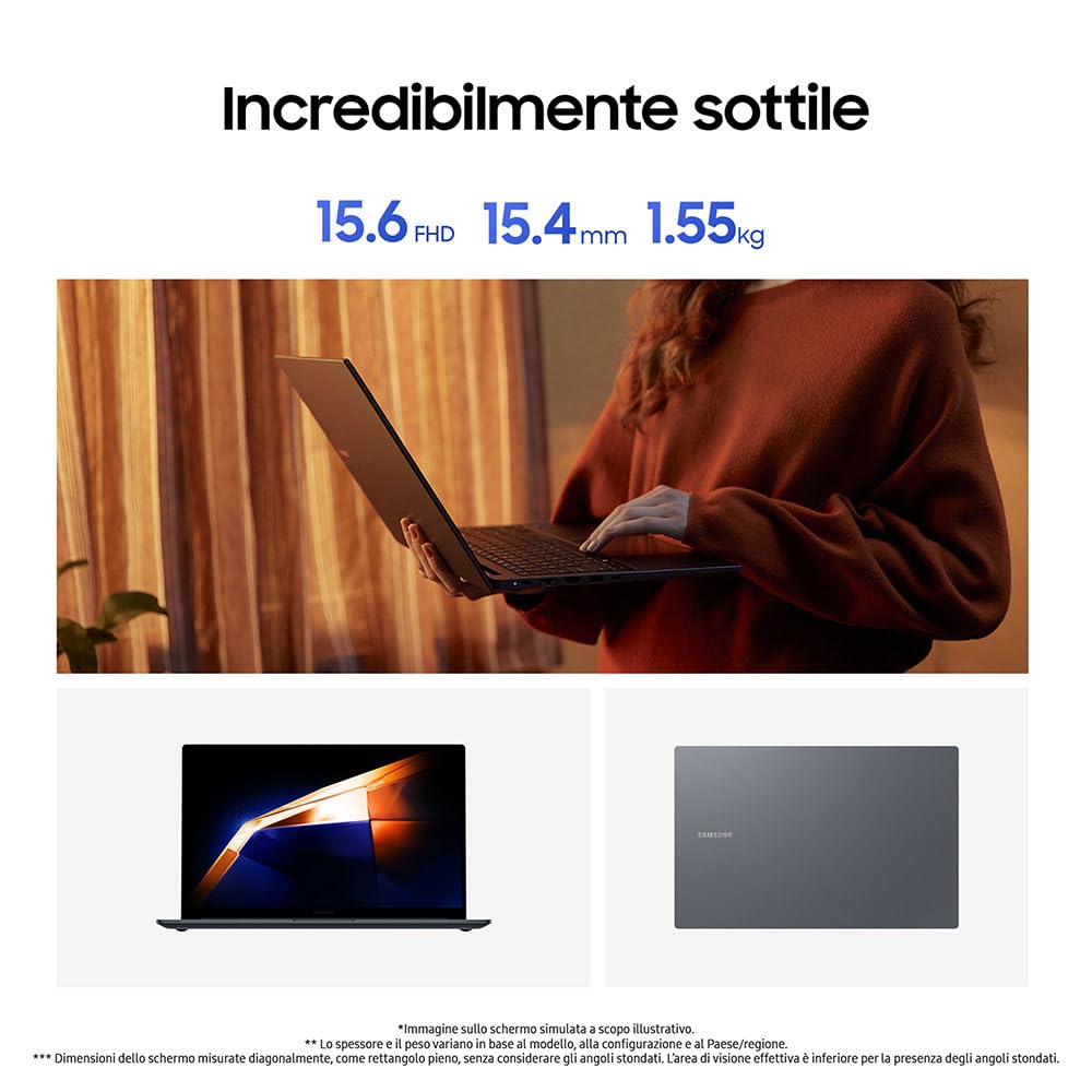 Samsung Galaxy Book4, 3 anni di garanzia, Processore Intel Core 5, 16GB RAM, 512GB, Laptop 15.6" LED IPS Full HD, Windows 11 Home, Gray [Versione Italiana]