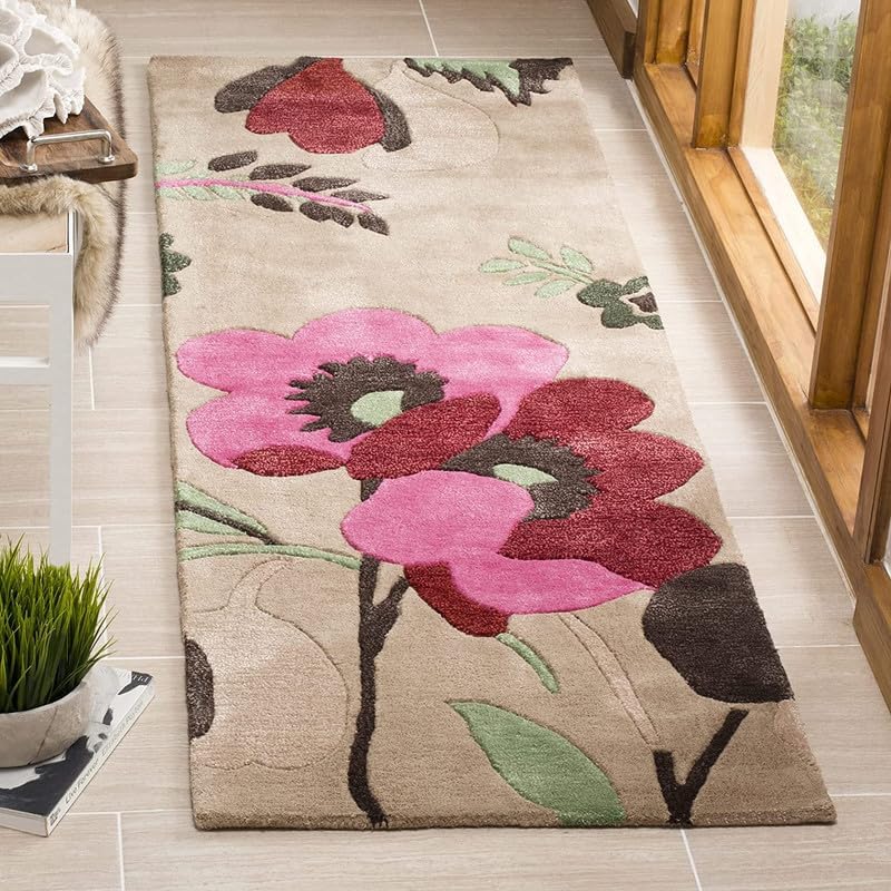 Image of Modern Abstract Hand Tufted Wool Floor Carpet for Home decore Living Room|Home and Bedroom & Hall 9x12feet (270 x 360cm) Beige H32