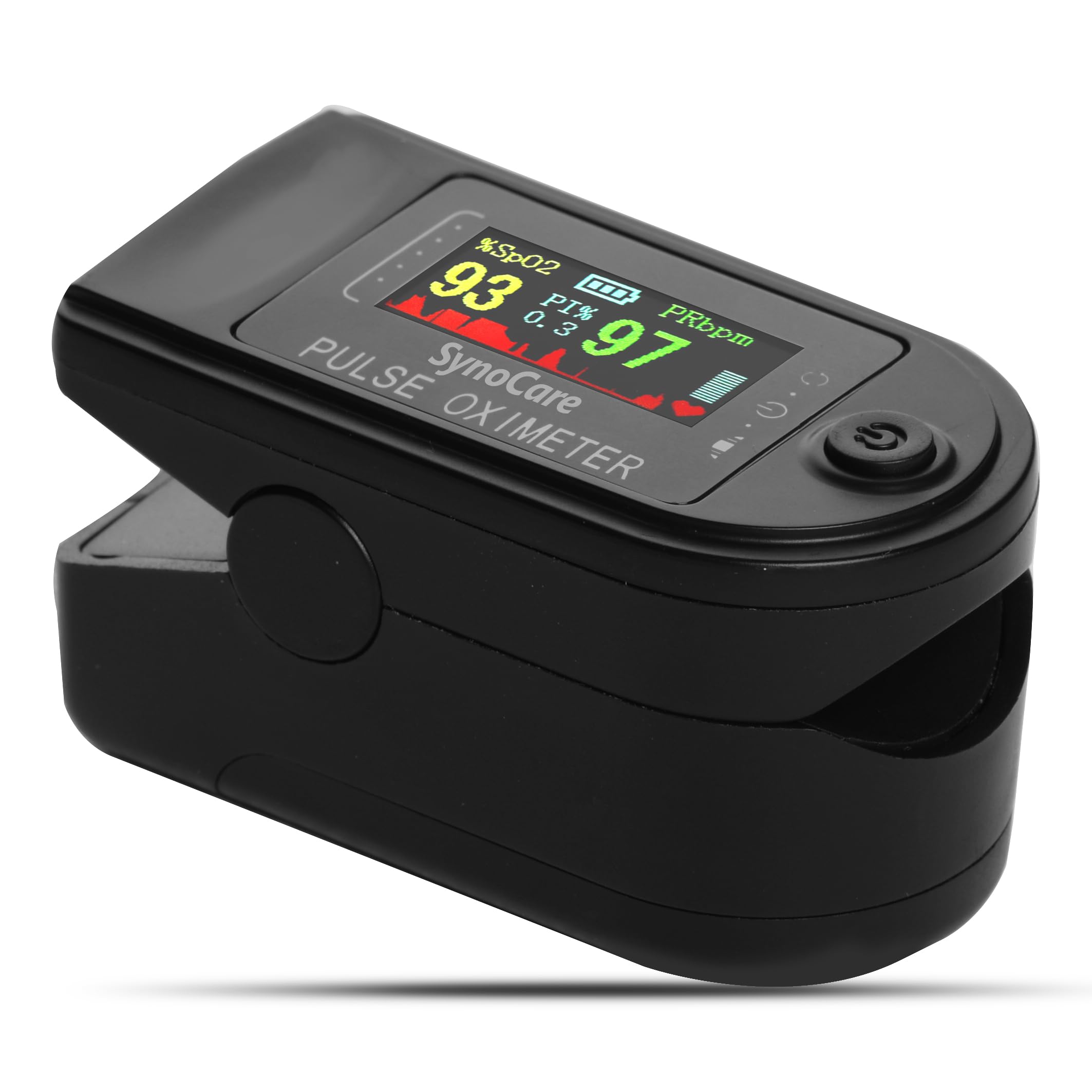 SYNOCARE Fingertip Pulse Oximeter, Blood Oxygen Saturation (SpO2) Monitor with Heart Rate Sensor & 4-Color TFT Display, Portable Oximeter for Home Use – Black (Battery Included)-image-43