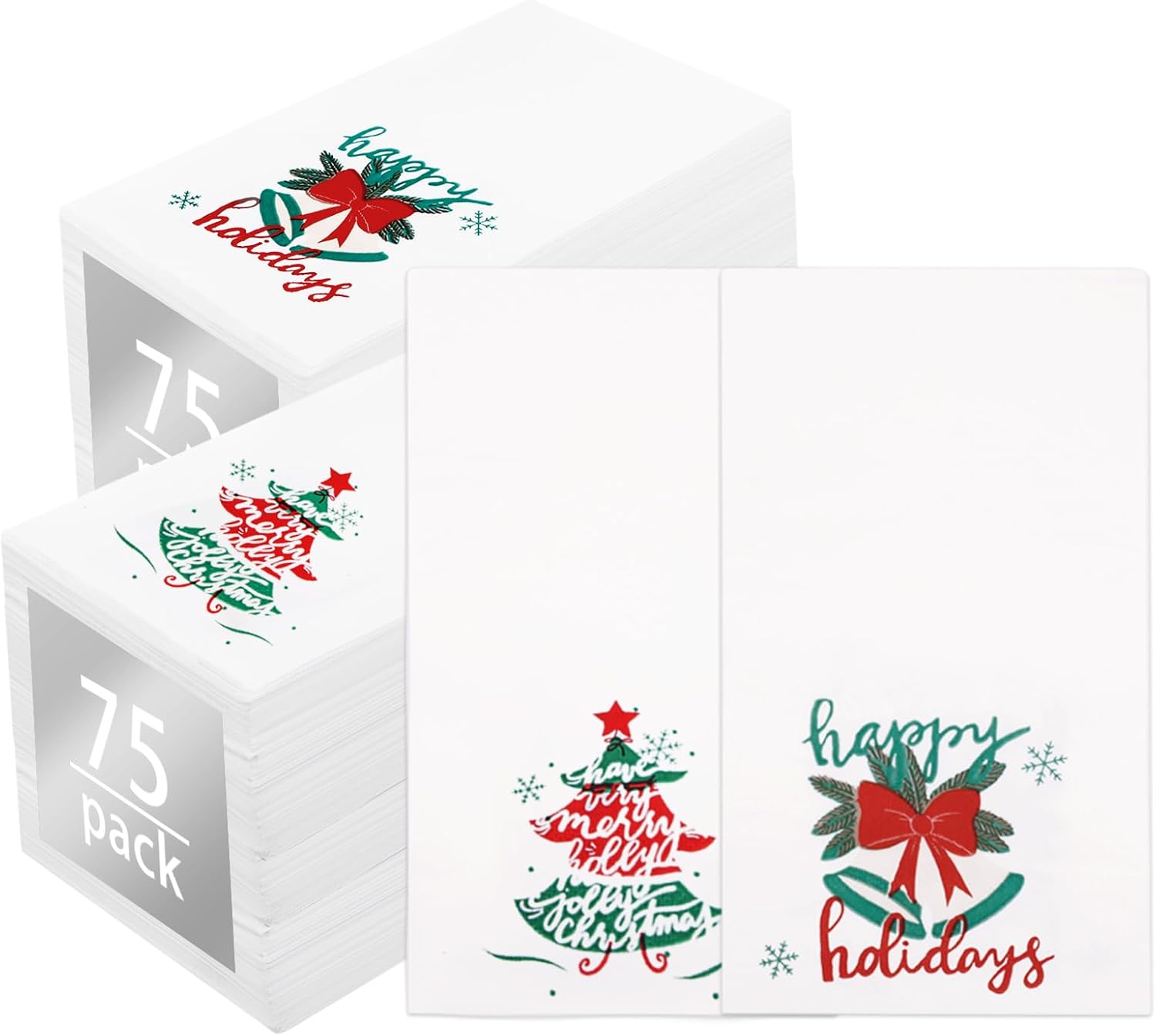 LIYH 150 Count Christmas Guest Napkins Disposable Paper