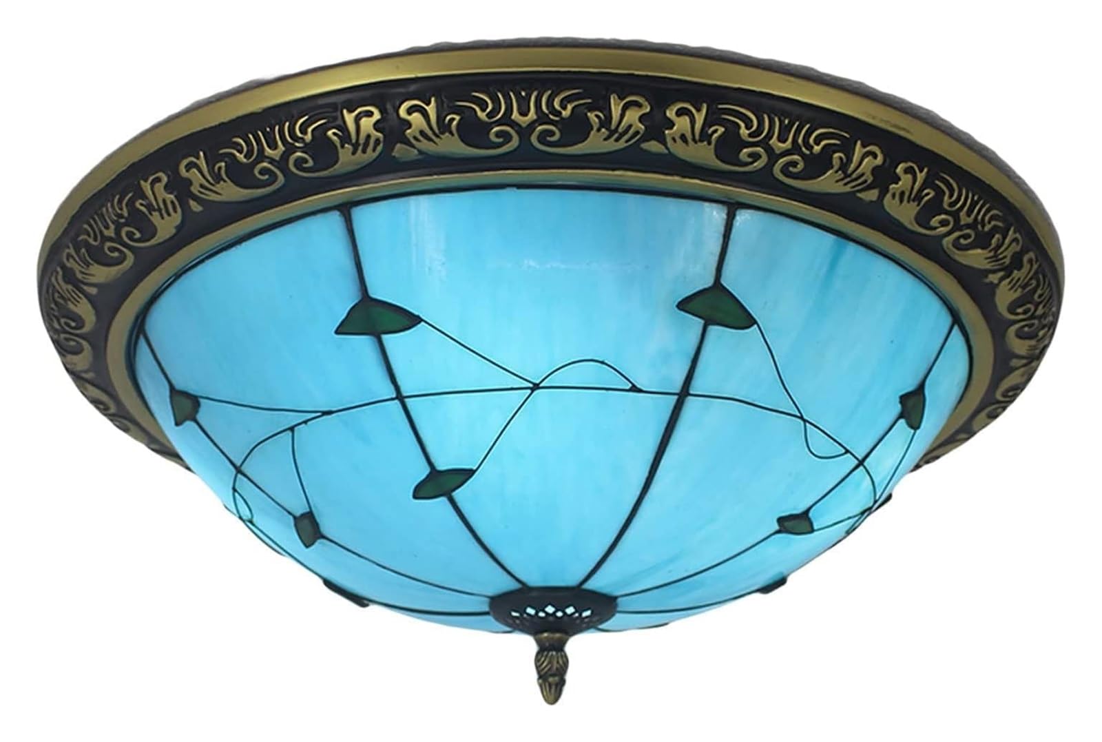 HPTHLY Ceiling Lamp Tiffany Style Ceiling Lamp, Handmade Tiffany Ceiling Lights Stained Galss Ceiling Lamp For Bedroom Restaurant Café Light Green Leaf Glass Light