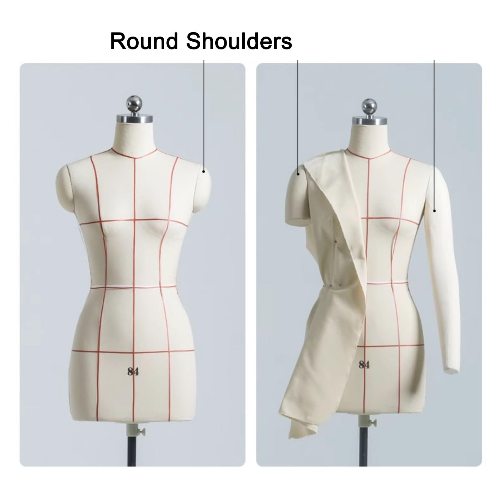 Manichini da sarta da Donna con Base Treppiede, Regolabile in Altezza, Rotazione di 360°, Stabile, Manichino da Sarto da Donna per Esposizione di Vestiti/Taglio/Pratica di Drappeggio(Large)