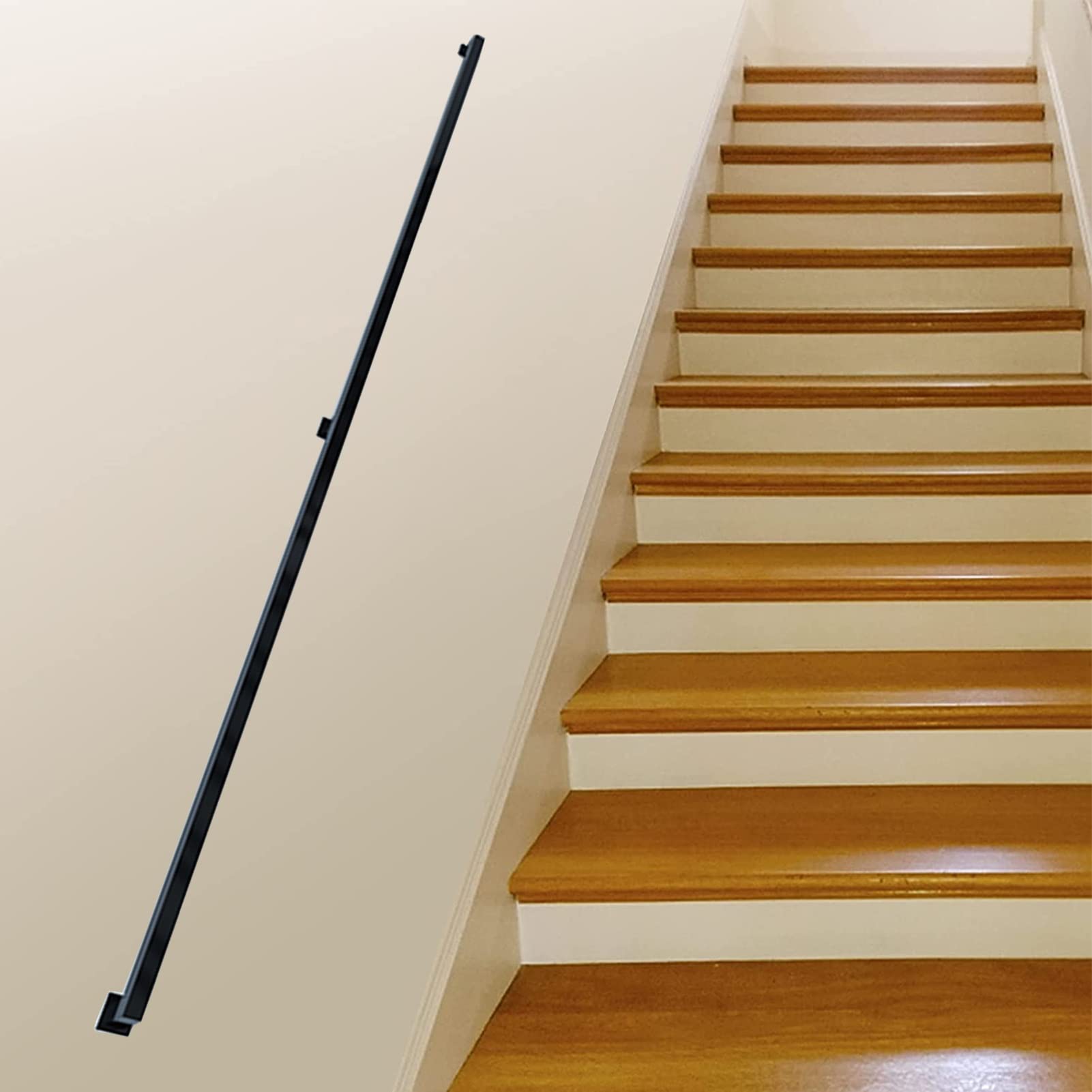 Attrex One Color Staircase Handrails Banister 30Cm - 600Cm Handrails For Indoor Stairs Stair Railing Hand Railings For Stairs Metal Railing Black Wrought Iron Square Pipe Handrail(15Ft/450Cm)
