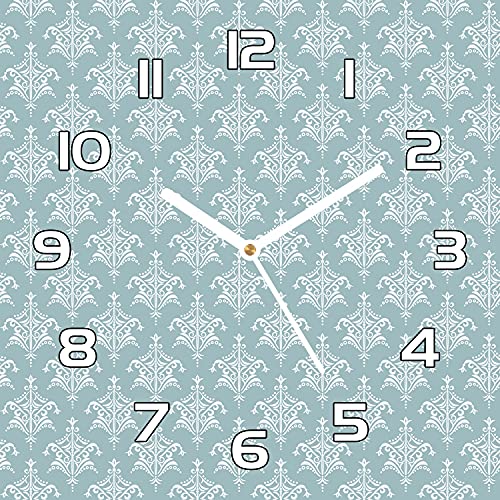 Horloge murale en verre de sécurité avec impression damassé chic