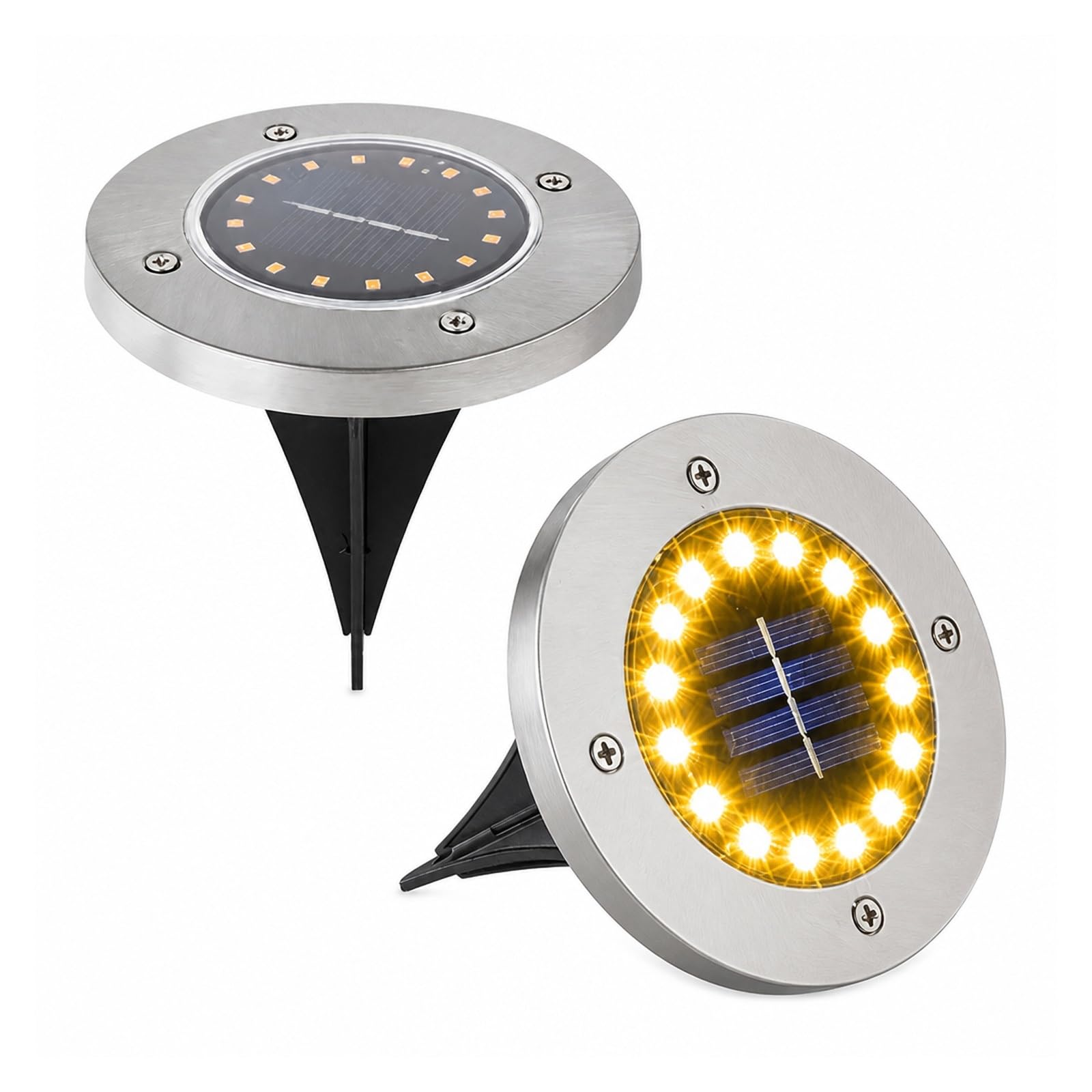 POAHNCU Solar Ground Lights, Solar Ground Lights Outdoor Waterproof 8/20LED for Patio Walkway(20LED-Warm White,2Pack)