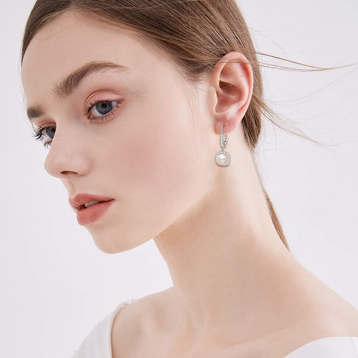 EVER FAITH 925 Sterling Silver Handpicked Pearls Dangle Earrings Wedding Bridal Prom Jewelry for Women Bride - Image 2