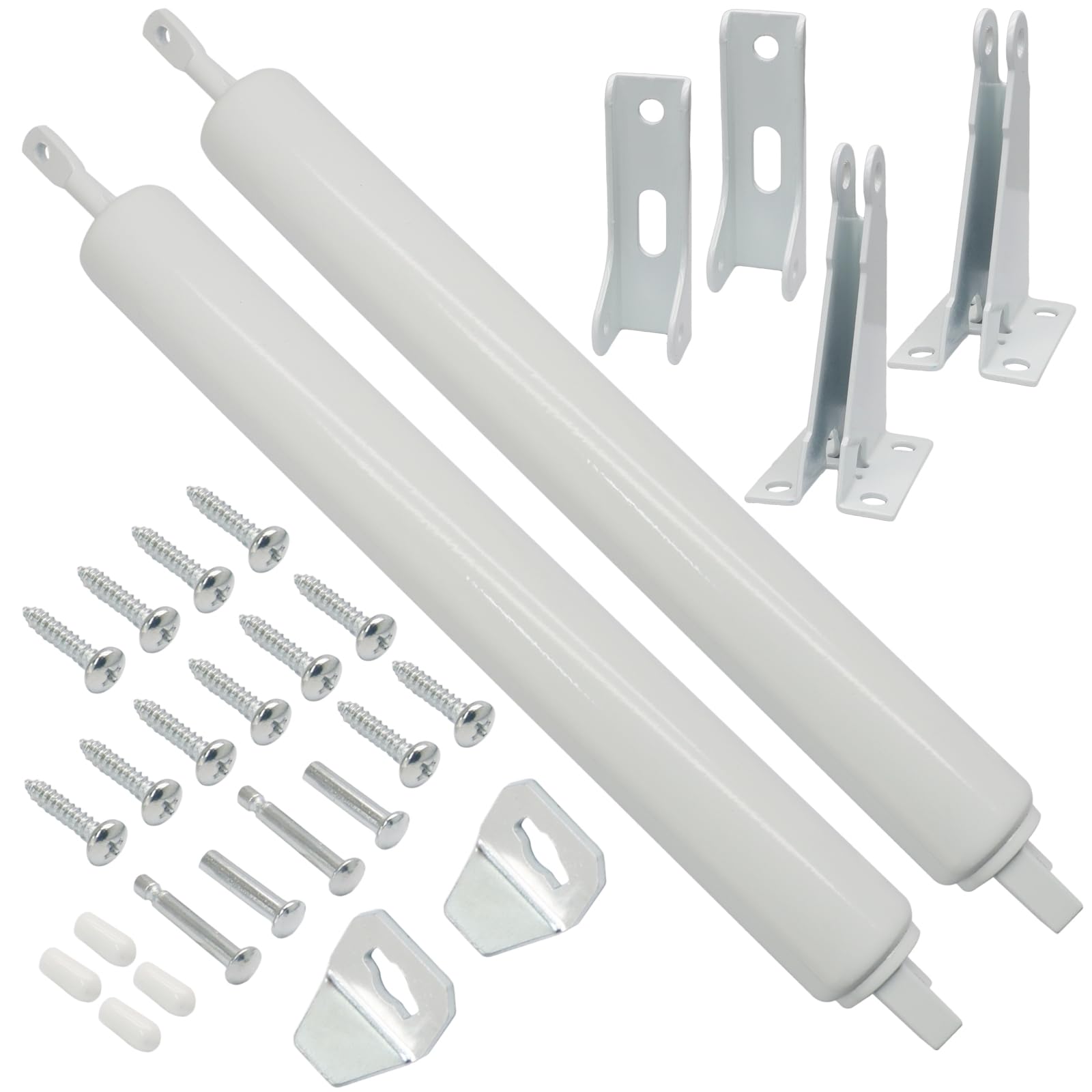 Ferme-porte tempête pneumatique blanc lot de 2 avec loquet et kit complet