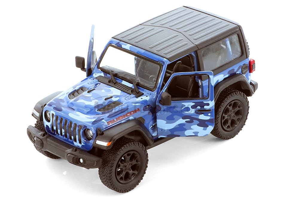 KiNSMART - Jeep Wrangler Rubicon Off Road 4x4 5 inch 1:34 Scale Die Cast Model Replica Toy Car (Blue Camouflage)