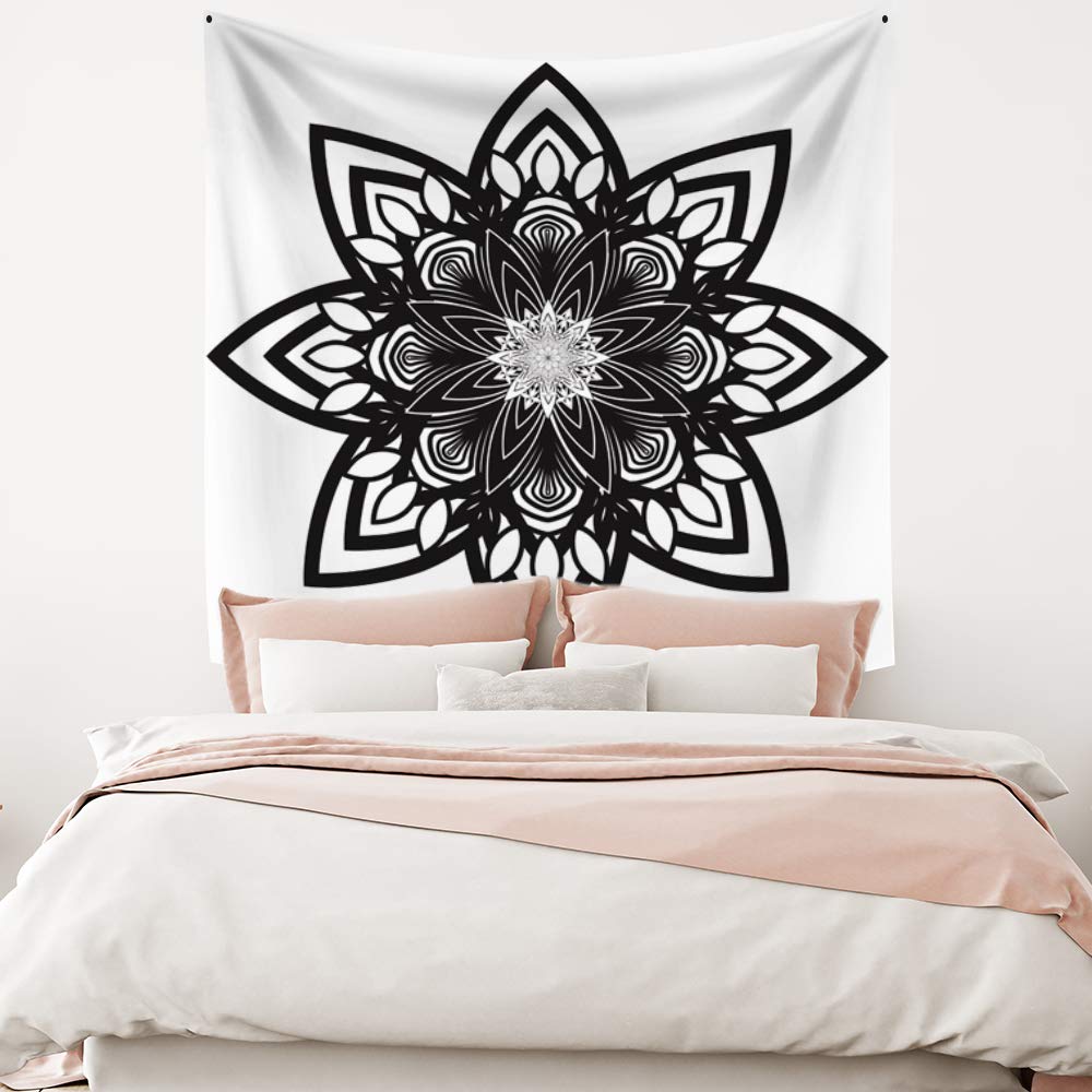 Amazon.co.jp: Qinunipoto タペストリー 曼荼羅の花 曼陀羅の模様 黒