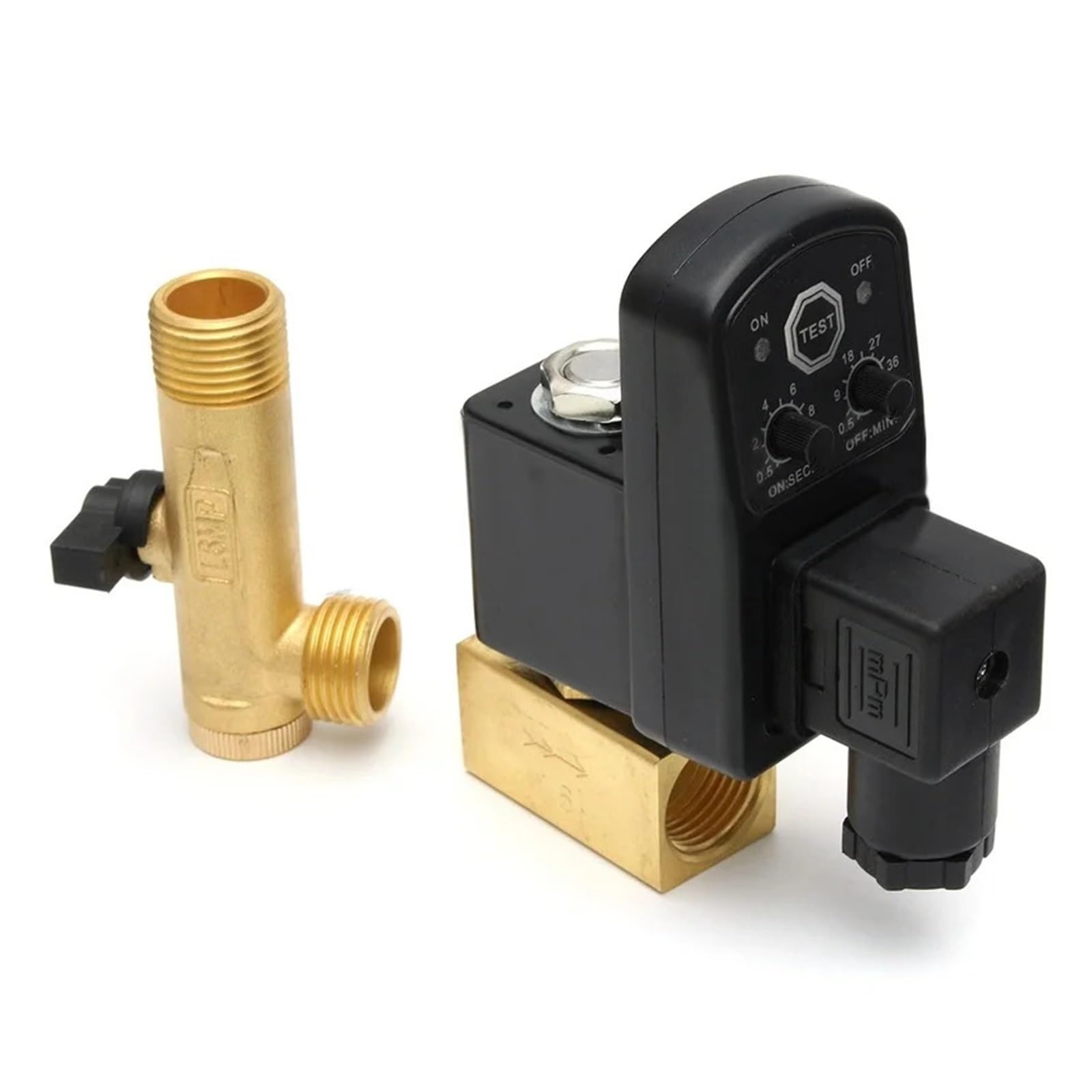 Solenoides, Válvula de drenaje de 1/2 ", compresor de aire electrónico temporizado, tanque de Gas, válvulas de drenaje automáticas de 2 vías for filtros, cilindros de aire, 1 ud.(GREEN_OPT-A)