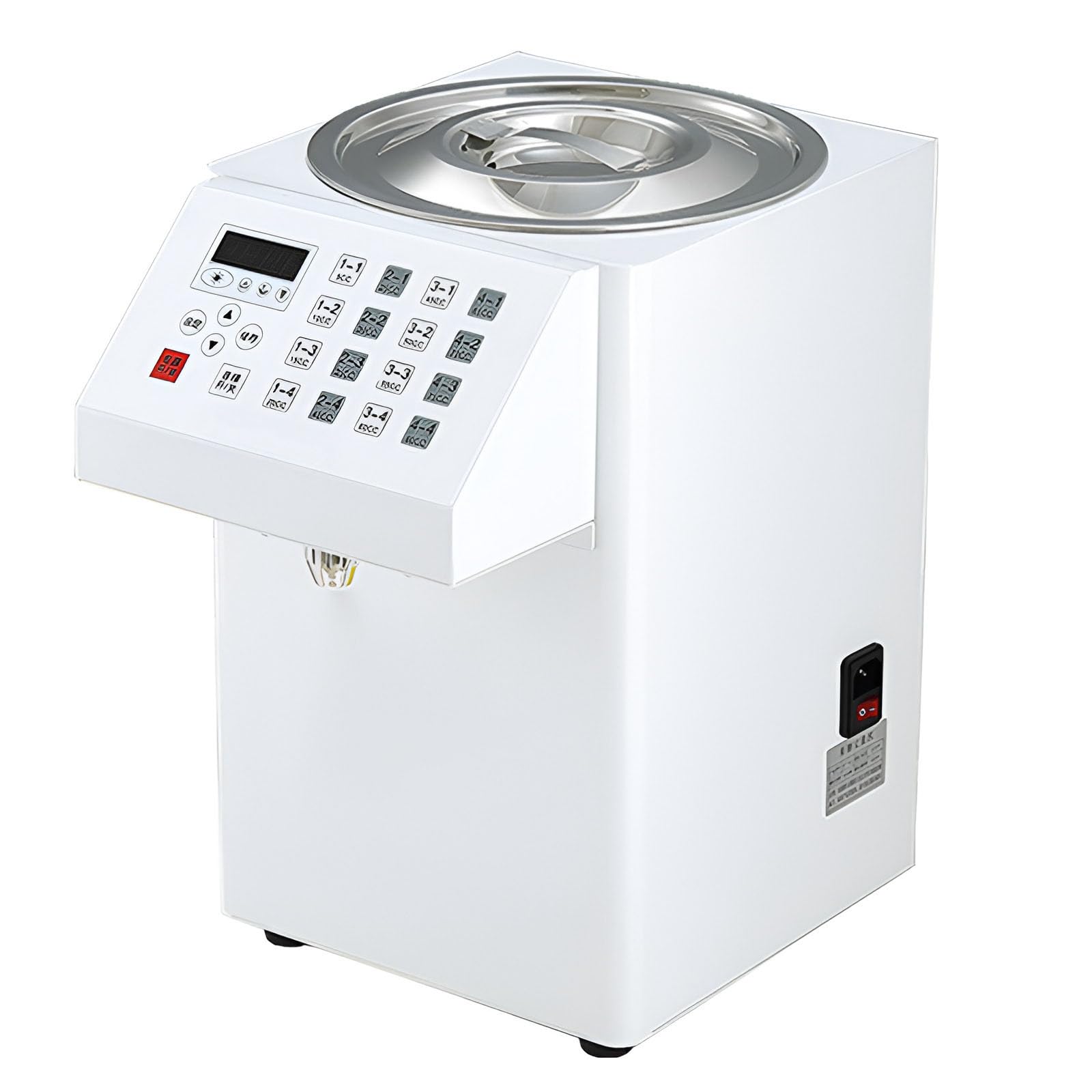 YXYLJOZ Automatic Fructose Dispenser, 8L Quantitative Syrup Machine with 16 Portion Settings, Stainless Steel Sugar Dispenser for Bubbles Tea & Beverage Shops White (White)