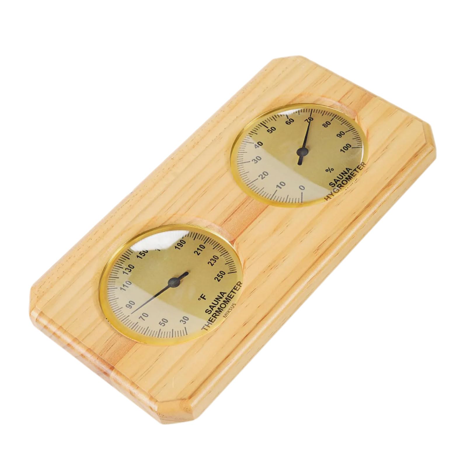 Nucelit Multicolor 3. Heatproof Wooden Hygro-Thermometer, Horizontal °F Monitor For Baths, Saunas & Fog Resorts Wall Mounted Steambath Dampness Meter