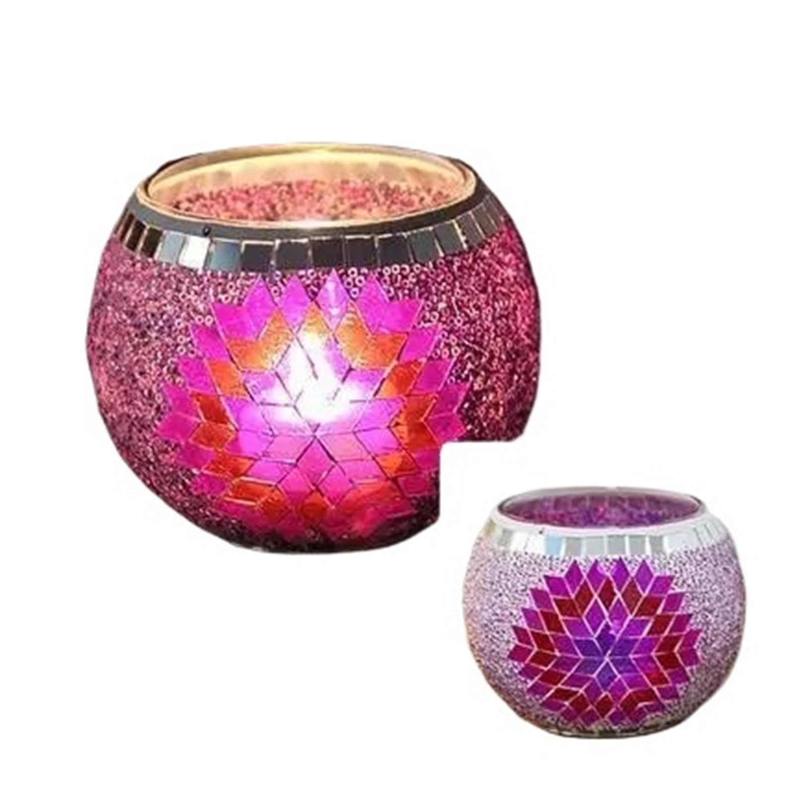 Candle sticks holder candle holders， Snowflake Mosaic Glass Candlestick Holders(Style19)