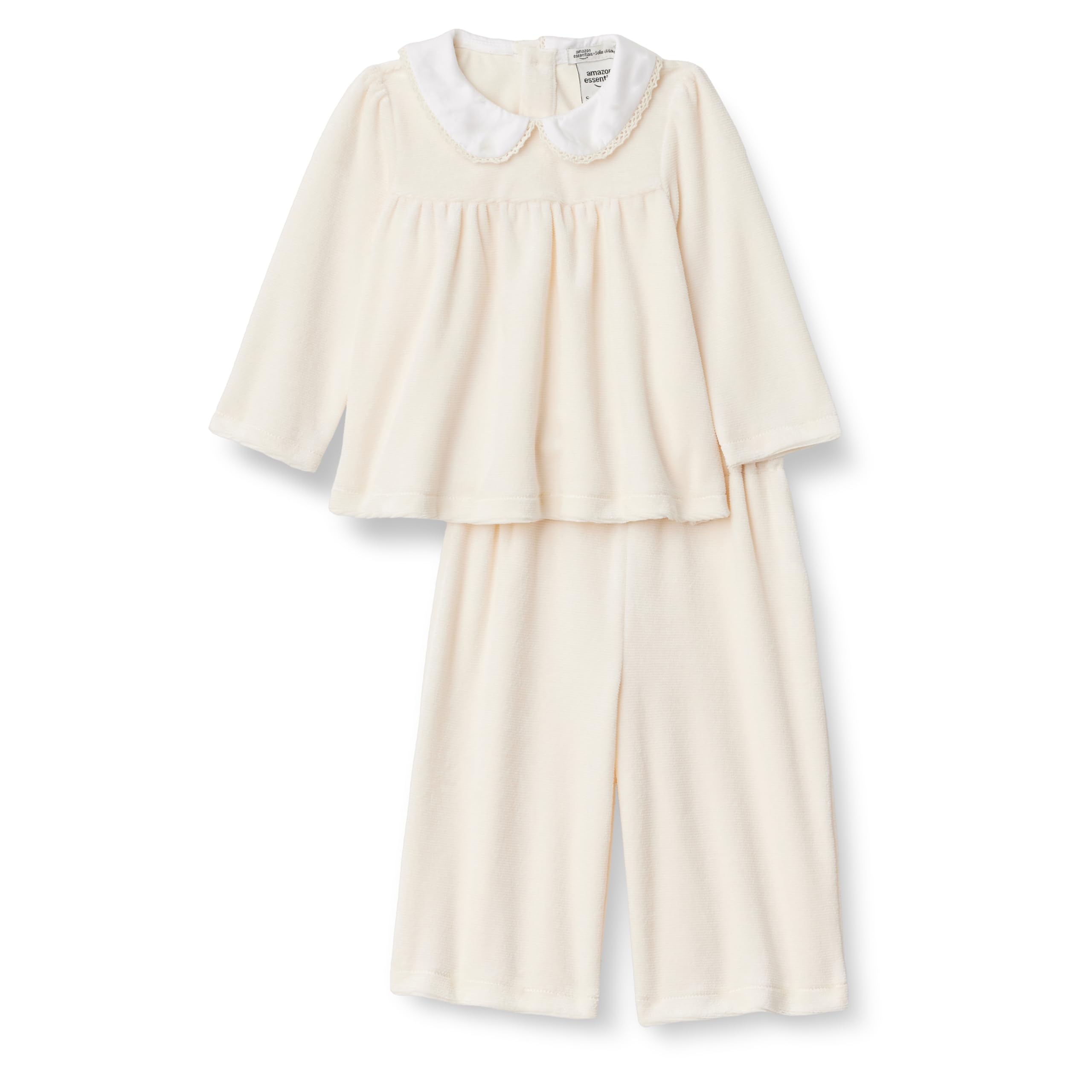 Amazon Essentials Toddler Girls' Relaxed-Fit Corduroy Velour Set, Ivory, 4T