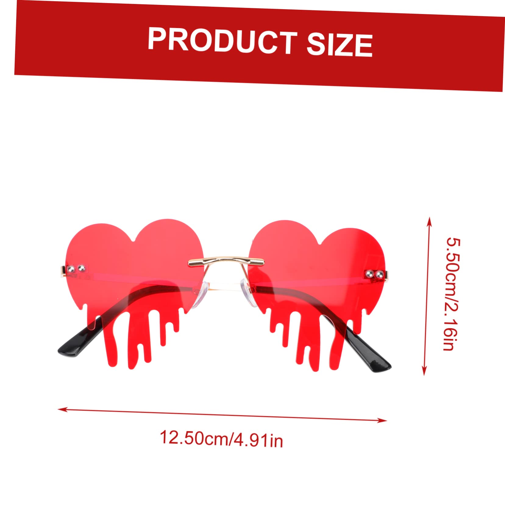 KOMBIUDA Funny Heart-shaped Tears Sunglasses Set Party Sunes Es Unique Rimless Glasses Props