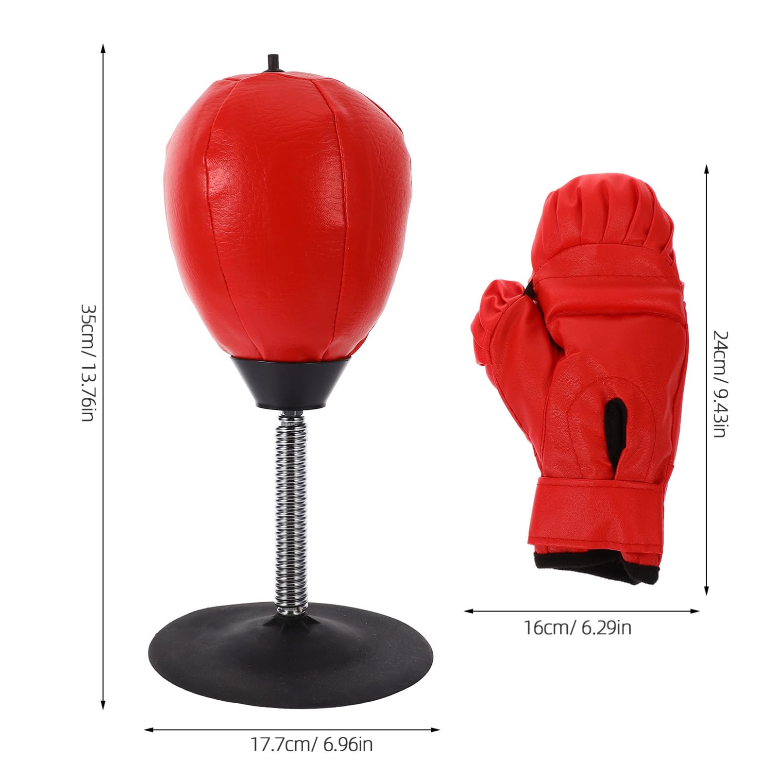 Sosoport 1Set Desktop Boxing Reaction Ball Suction Cup Punching Ball with Gloves and Inflator for Daily Exercise Hand Eye Coordination Training and Portable Fitness Activities