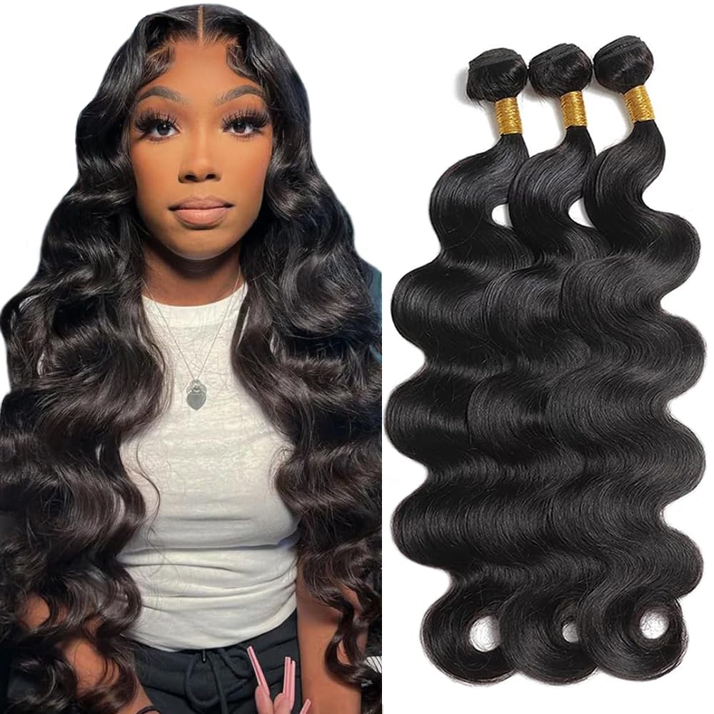 28 30 32 inch Body Wave Human Hair Bundles Body Wave 3 Bundles 8A Brazilian Virgin Hair Extensions Natural Color