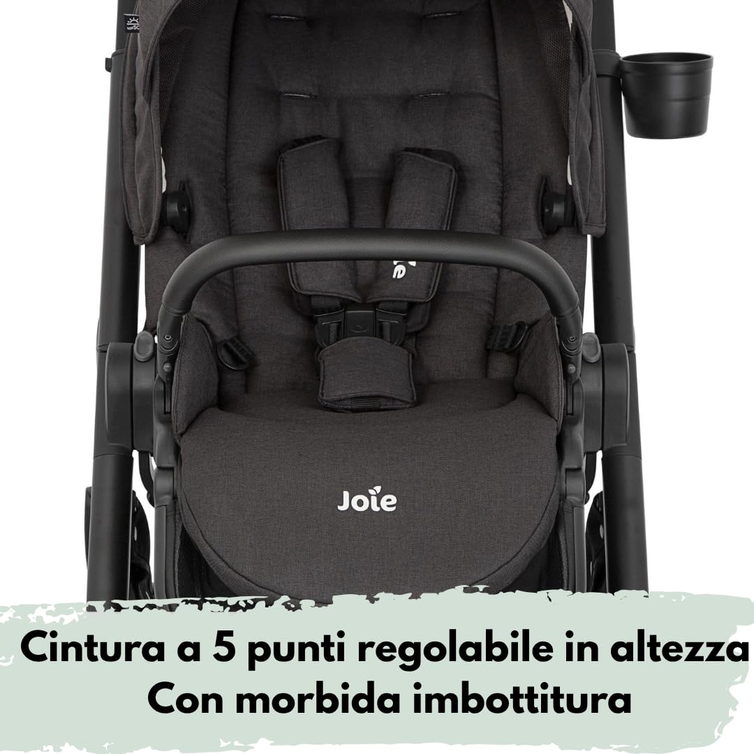 Joie Versatrax Passeggino Reversibile 22 kg Travel System - Shale | Spinotto Telescopico, Funzione Sdraiata, Ammortizzato, Include Adattatore e Parapioggia, Pacchetto Accessori XXL
