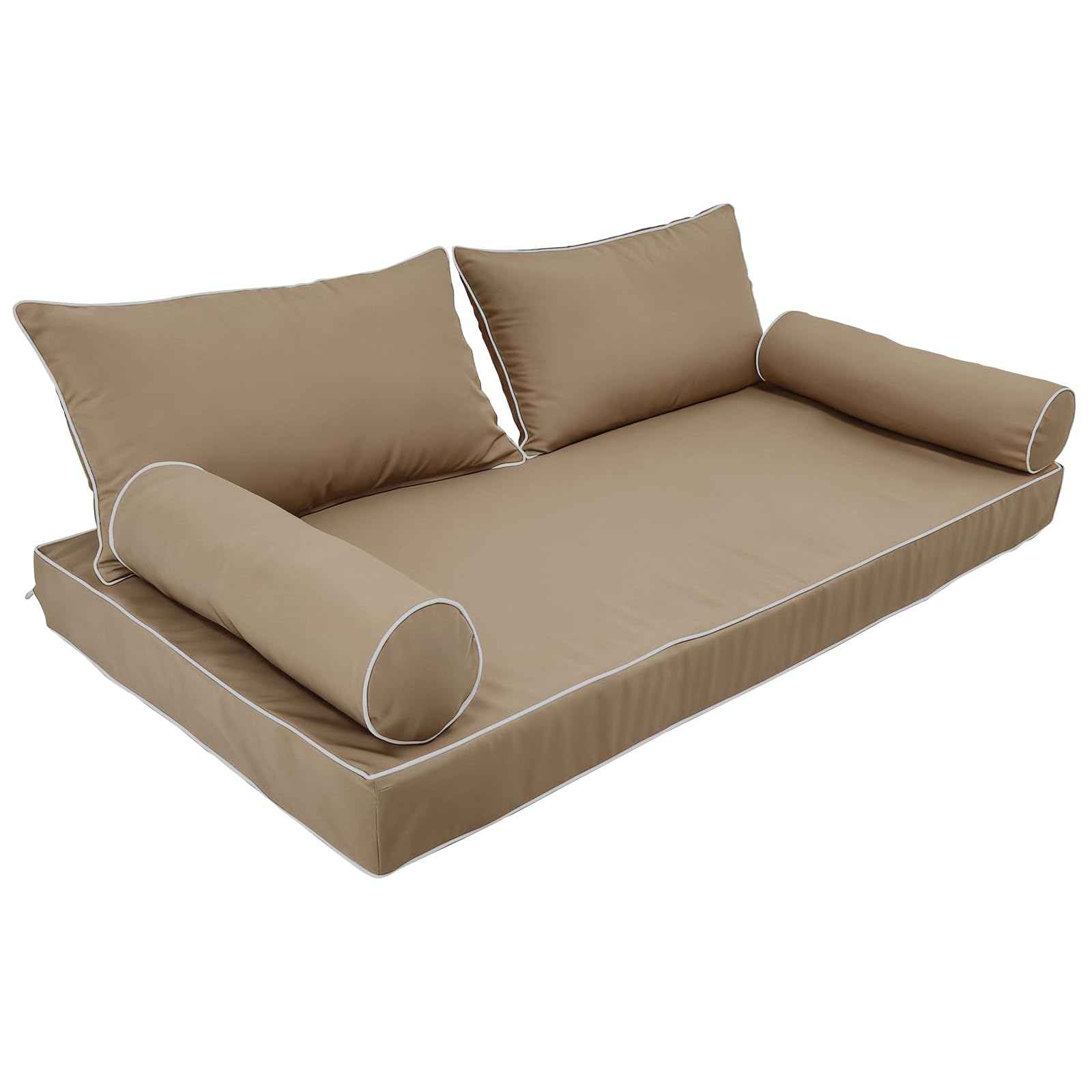 Outdoor Daybed Cushion Cover Twin,Daybed Mattress Bolster Pillow Fitted Sheet Cover,Twin Size Outdoor Daybed Cushion Covers (Light Brown, 75 * 39 * 6in)