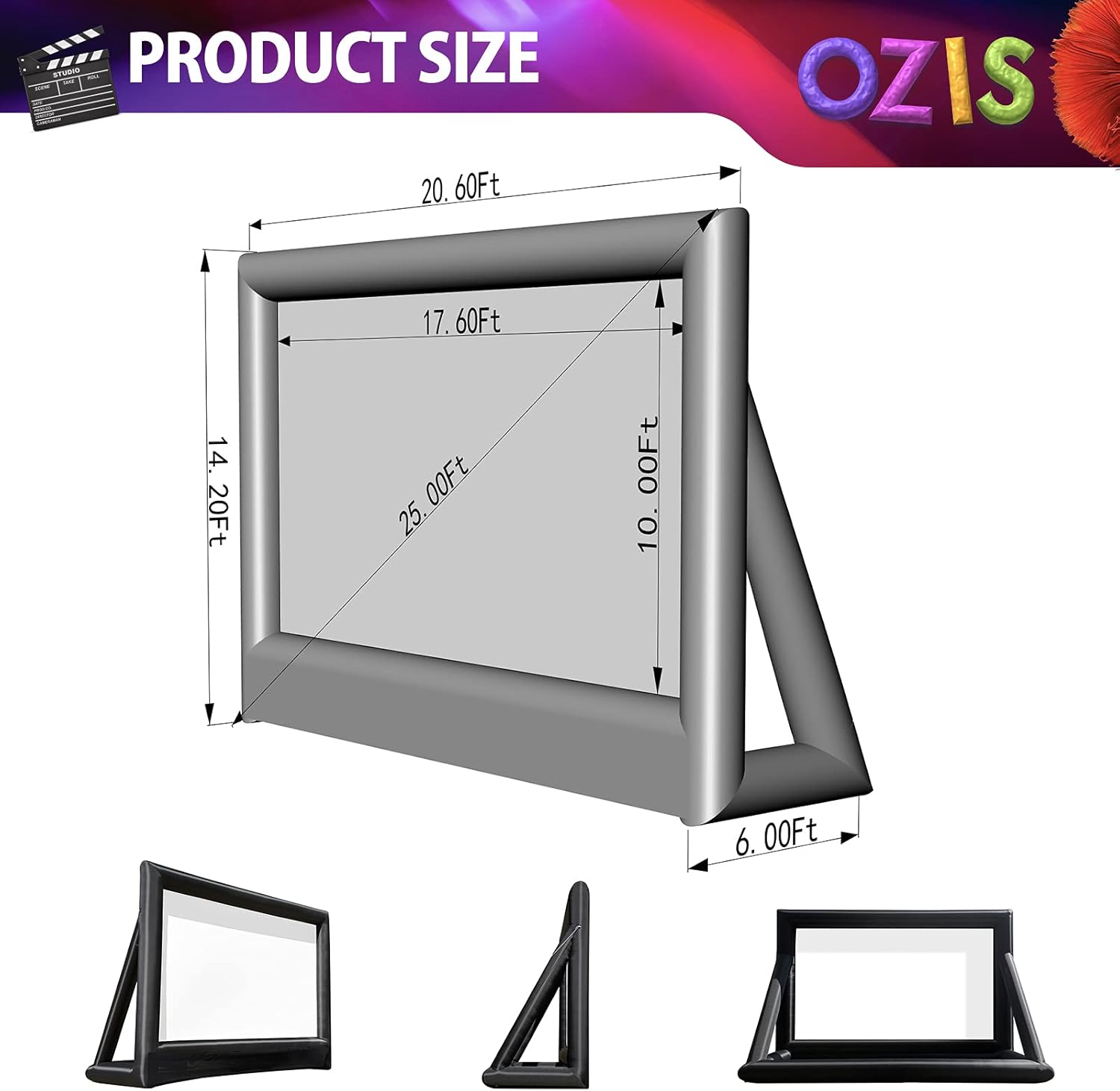 Exсluѕіvе Dіѕсоunt 🔥 OZIS 25Ft Inflatable Outdoor Projector Movie Screen - Blow up Mega Movie Projector Screen with 450W Blower Include - Supports Front and Rear Projection - Easy to Set Up Bеѕt Rеvіеw OZIS 25Ft Inflatable Outdoor Projector Movie Screen - Blow up Mega Movie Projector Screen with 450W Blower Include - Supports Front and Rear Projection - Easy to Set Up