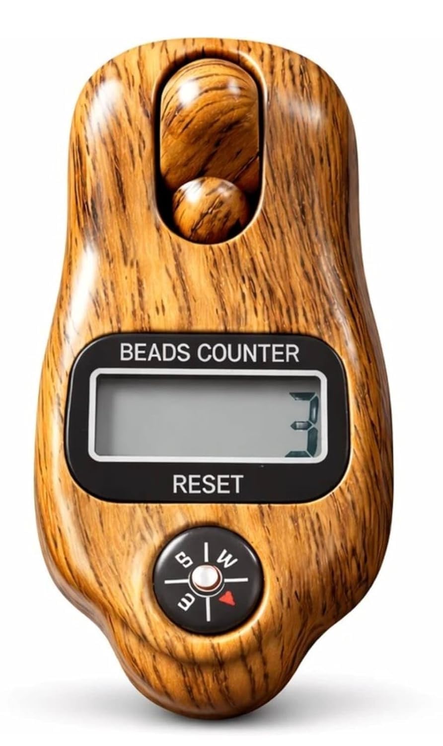Digital Beads Counter with Compass, Wood Finish, LCD Display, Reset Button, Handheld Tally Counter for Prayer, Fishing-image-33