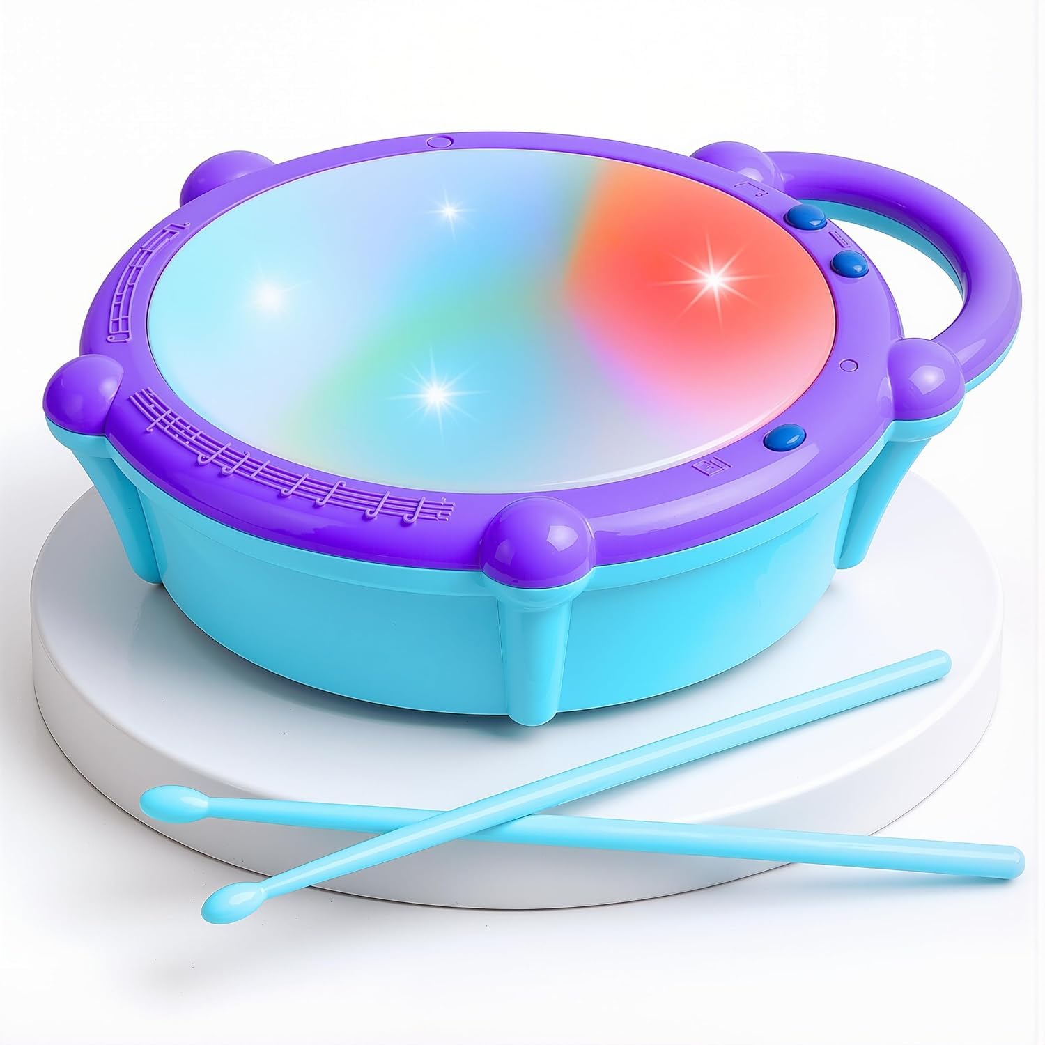 Flash Drum Toy for Kids with 2 Mallets | Battery Operated Musical Learning Drum with 3D Flashing Lights & Sound | Educational Musical Toy for 2-6 Year Old Boys & Girls | Multicolor Toddler Drum Set-image-41