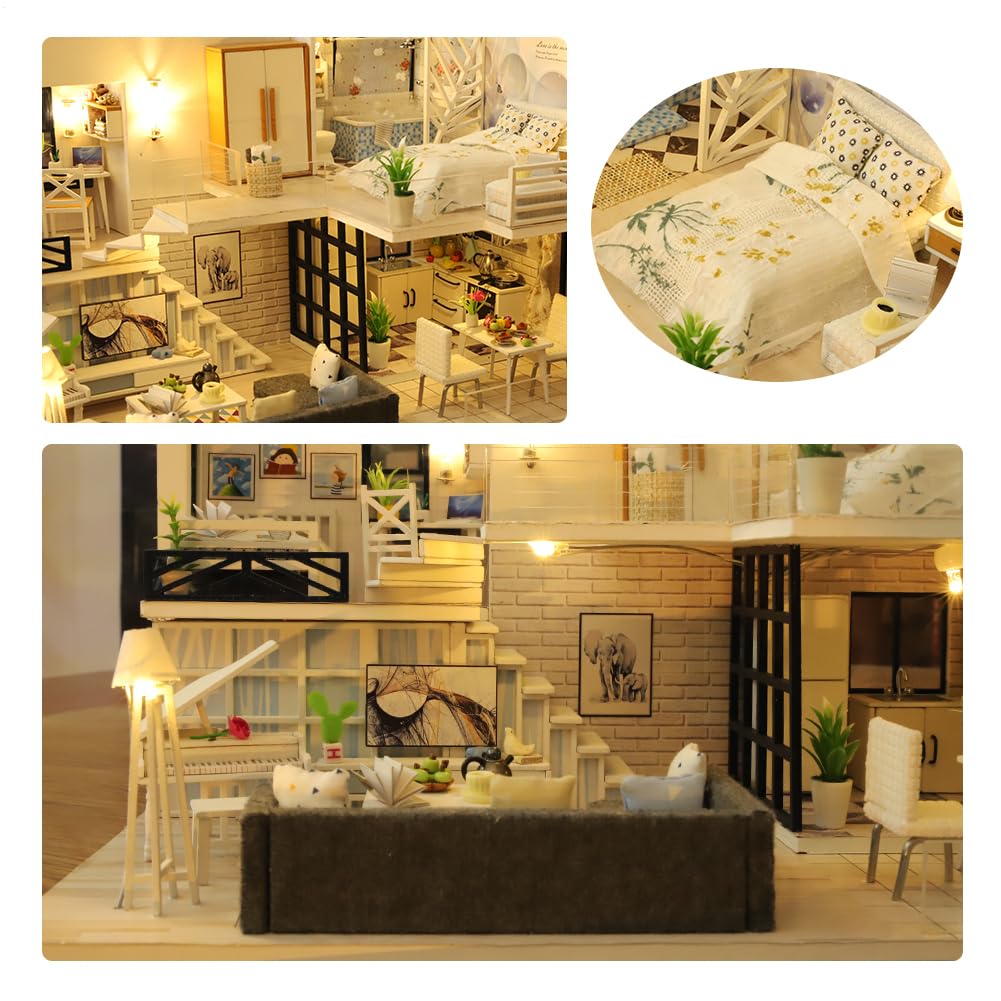 Kit per la casa in miniatura fai da te, kit creativo per la casa in 3D | Mini per la con mobili per e adolescenti, regali di compleanno e di Natale, pratico