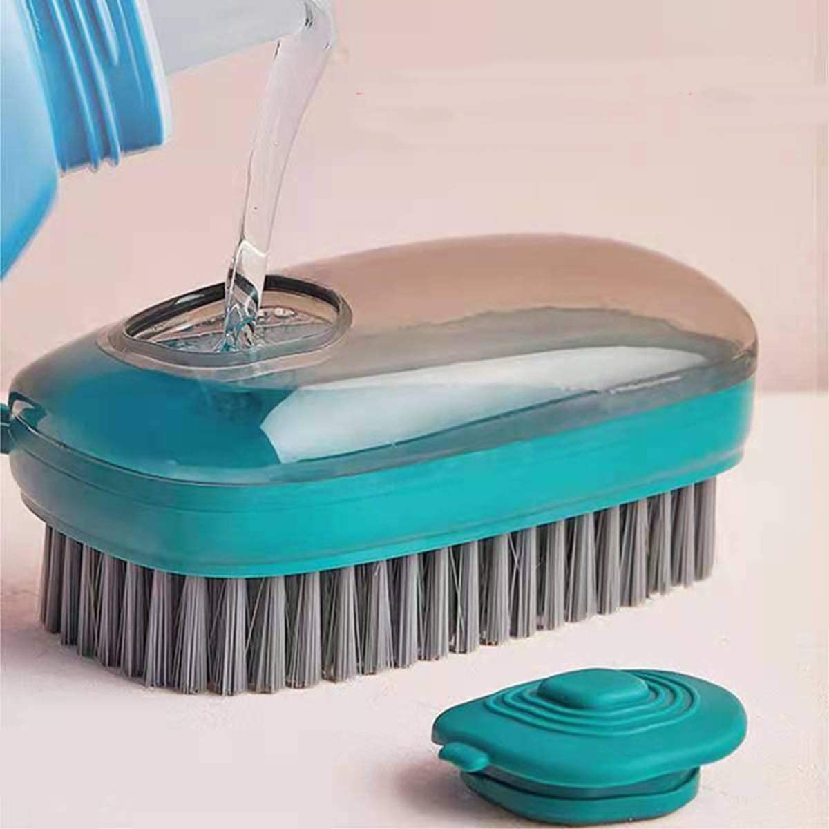 Primetan Scrub Brush, Quality Soft Laundry Clothes Shoes Pot Washing Scrubbing Brush, Automatic Liquid Addition, Easy to Grip Household (Dark Green) 1