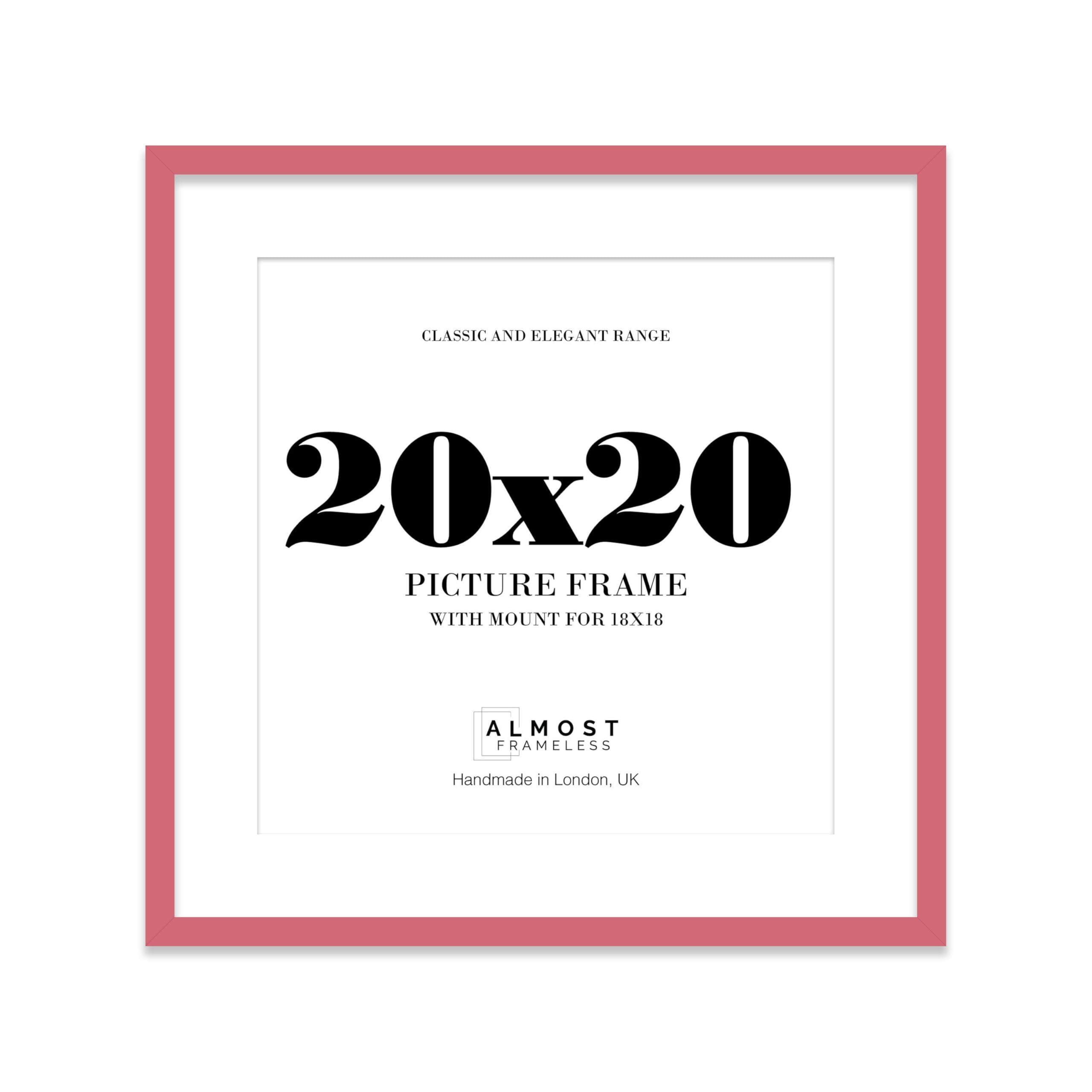 20x20 Pink Picture Frame with Mount for 18x18 Photos, Prints - Modern Square Wall Frame, 1 Pack