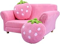 Vista 5 de Costzon sofá para niños con reposabrazos con 2 cojines, Rosado