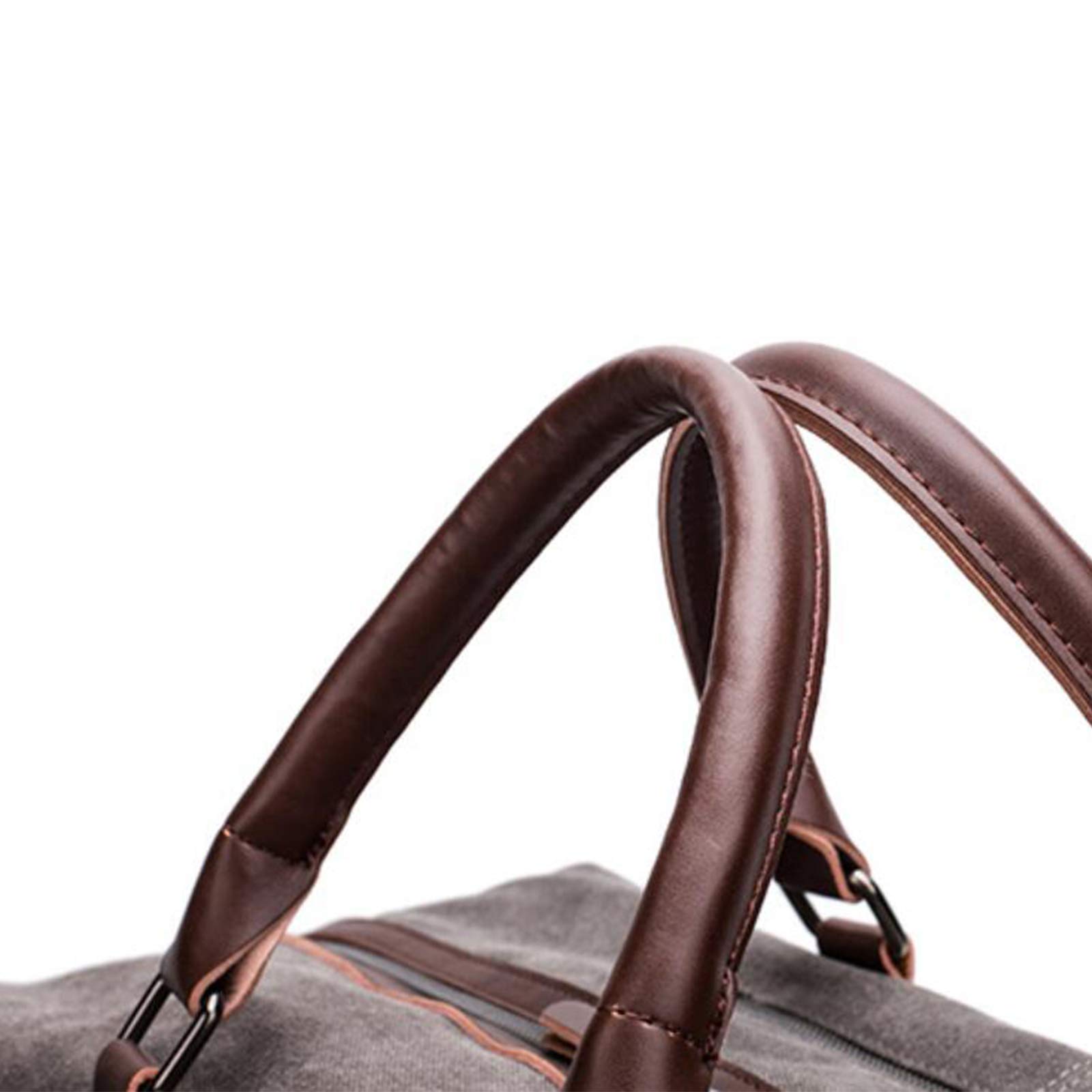 rismart Tamaño Mediano Bolsa de Viaje de Cuero Lona Impermeable Bolsa Fin de Semana Noche Bolso de Mano Gris