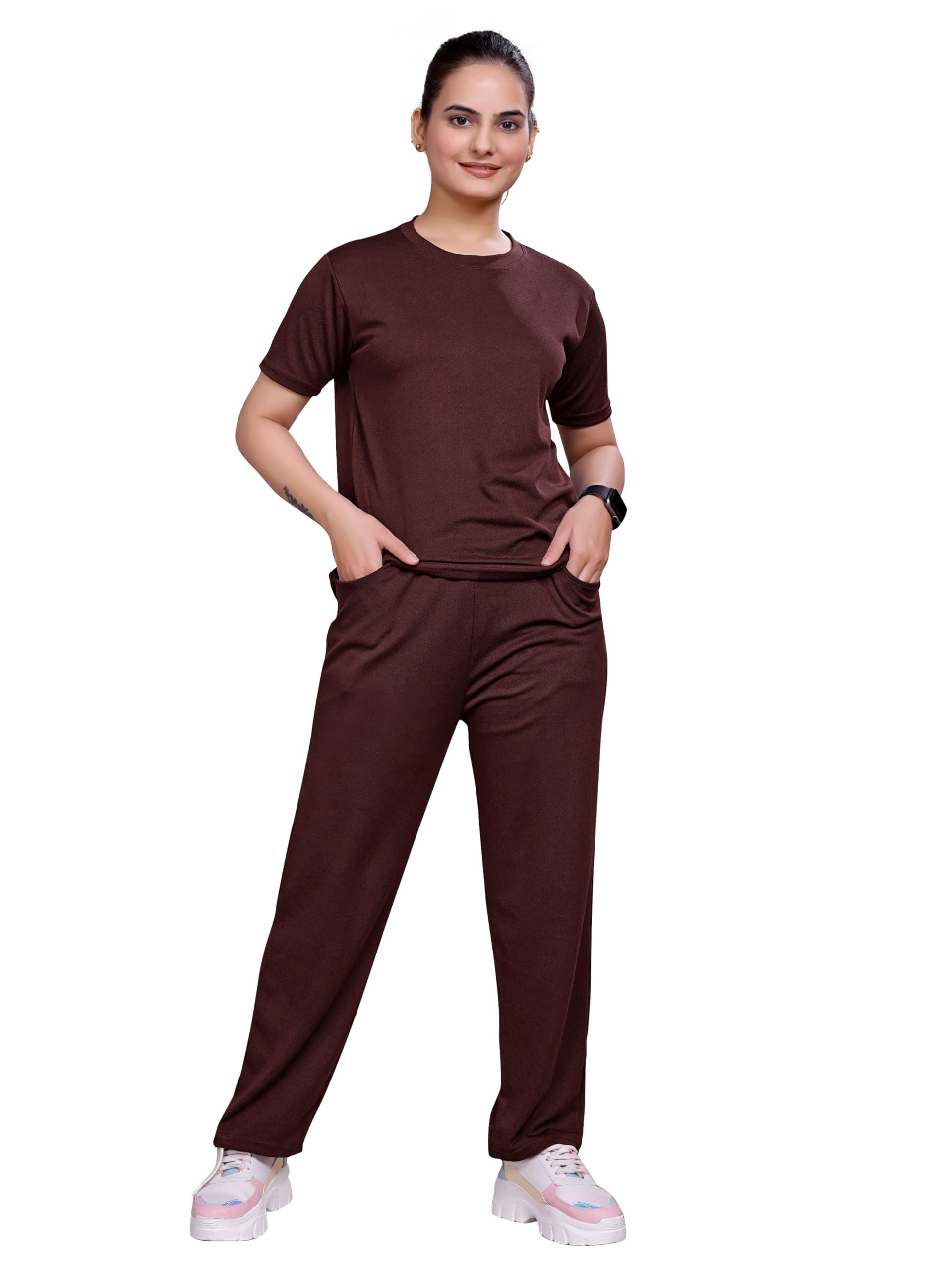 dadx Women's Printed Polyester Lycra Tracksuit Set, Lightweight Stretchable Tracksuit Suit and Gym Outfit with Side Pockets-picture-44