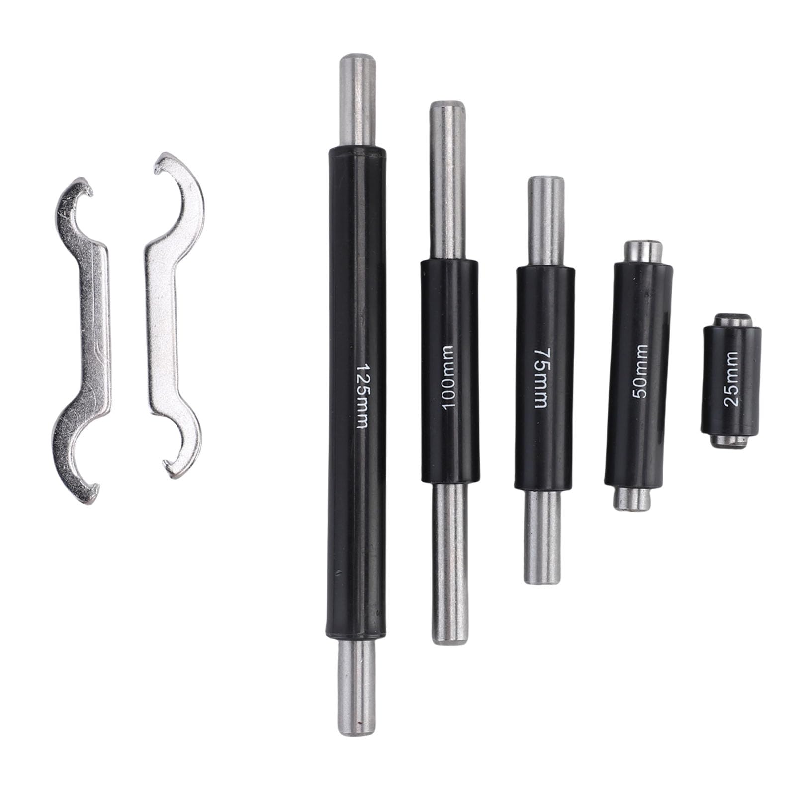 Oumefar Micrómetro Exterior, Juego de 6 Calibradores Micrométricos con Rango de 0 a 150 Mm, Graduación de 0,01 Mm, Precisión de ±0,01, con Tope de Trinquete y Caja para M