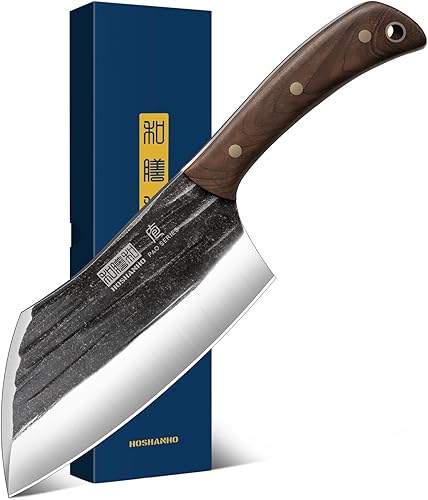Miniatura 1 de HOSHANHO Cuchillo de carnicero de 6 pulgadas, cuchillo de carnicero para cortar carne vegetal forjada a mano, cuchillo de carnicero para cortar