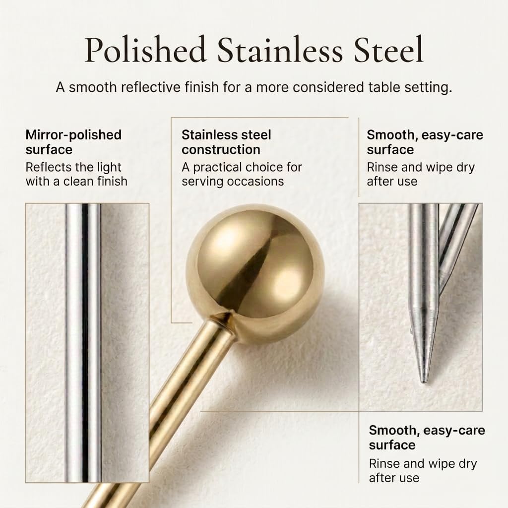 Cocktail Picks Metal Reusable, 10-Pack 304 Steel Martini Garnish Skewers