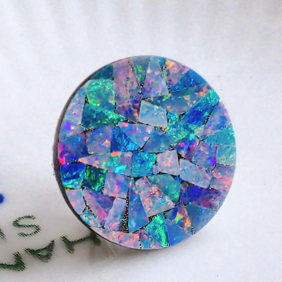 Amazon.co.jp: 魅惑の遊色キラキラモザイクオパールボタン帯留め帯飾り  