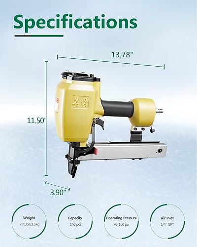 Miniatura 4 de meite Engrapadora de corona de calibre 16 de 1 pulgada de ancho, pistola de grapas neumática mediana resistente para techos y revestimientos, acepta