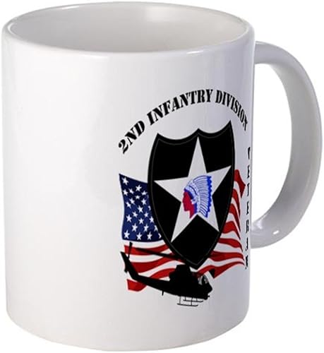Taza de 11 onzas  2da División de Infantería también conocida como Indian Head Division Mug  S White"