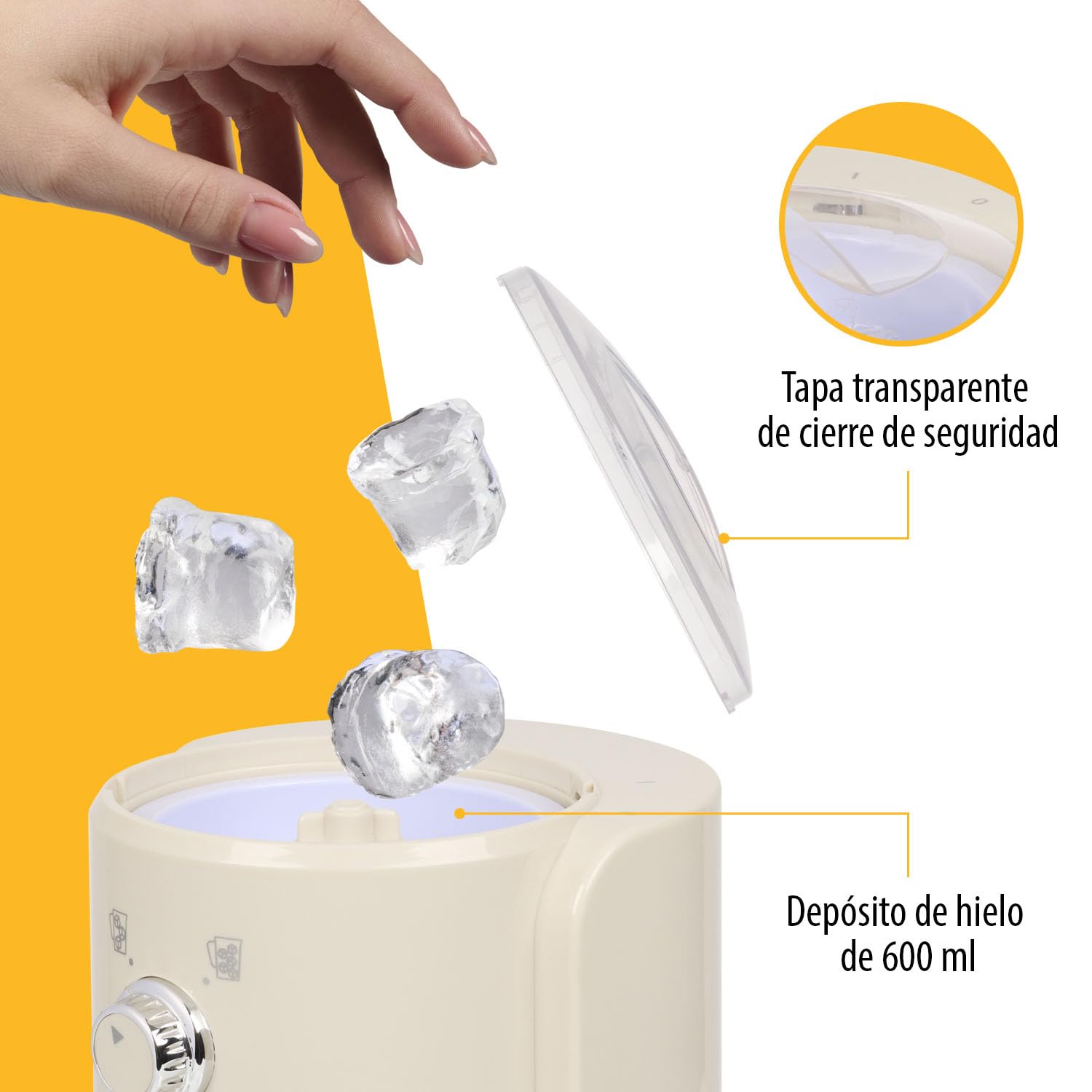 Granizadora Tristar - 2 tamaños de hielo picado - 250 g de hielo por minuto - Jarra de 1,1 L - Compartimento para hielo de 600 ml - KD-7310