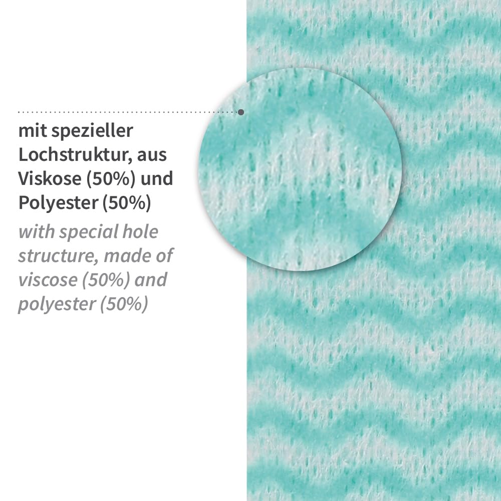 12 Stück Hygoclean Spültücher | Viskose/Polyester, Rolle, grün-weiß, L: 20cm, B: 40cm, Abrisse: 50, Karton, Einweg Putztücher, Spültücher, Reinigungstücher