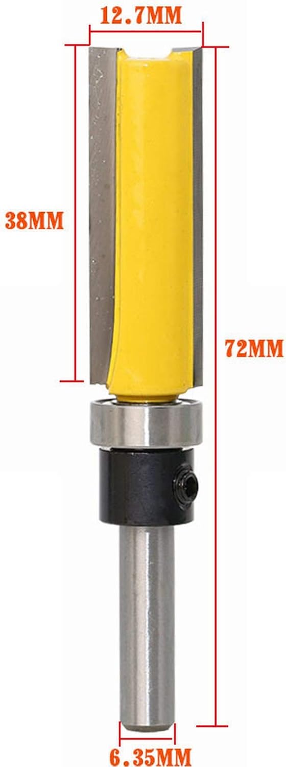 ExcInter 1/4 Inch Shank Flush Trim Pattern Router Bit Template Router,1/4x1/2x38,Woodworking Top Bearing Milling Tools for Wood Hardwood Particleboard MDF - Image 3