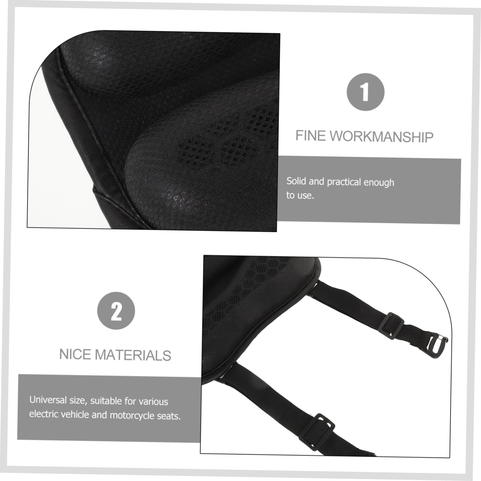 Cuscino Sedile Moto Traspirante in Mesh e Gel Nero, Facile da Installare, Accessorio Moderno per Motociclisti, per Viaggi Estivi e Protezione Solare