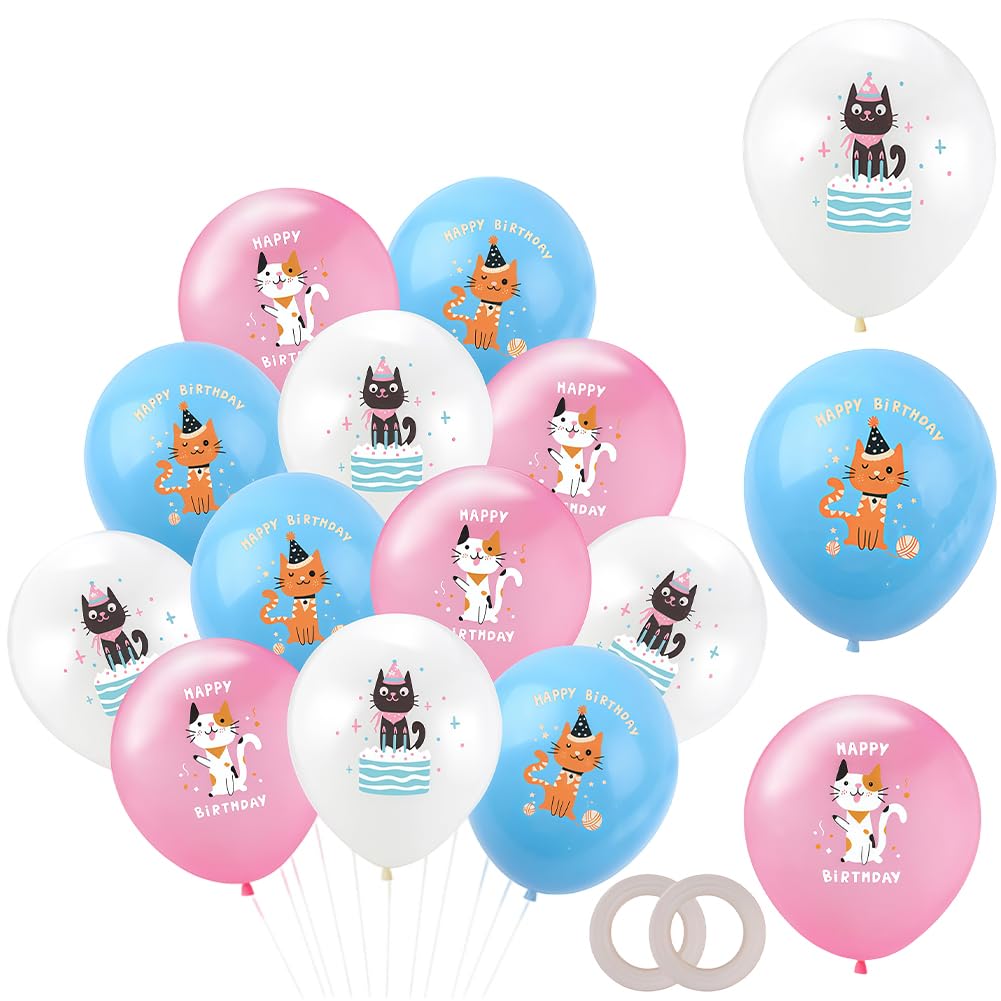 Cat Balloons, 26 pcs Cat Birthday Birthday Party Latex Balloons, Cat Party Decoration Supplies, Animal Cat Birthday Balloons Favors for Birthday Decoration Party