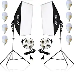Kit 2 Softbox Fotográfico 50x70cm com 8 Lâmpadas LED 20W e 2 Tripés Ajustáveis 2m – Iluminação Contínua Profissional para Estúdio, Vídeo, Live e Fotografia
