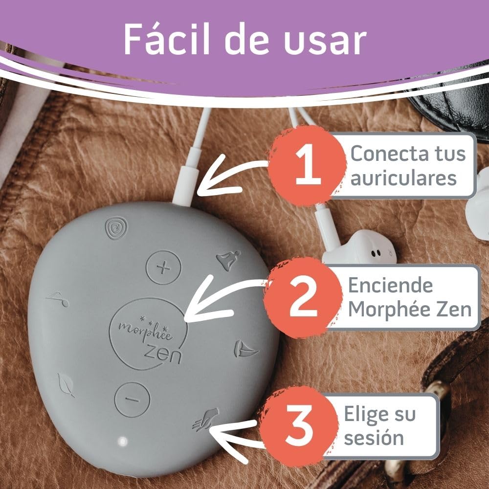 Morphée Zen | La Maquina de Meditación para la Relajación Instantánea | Antiestrés, Relajación Profunda, Portátil | Musica Relajante, Sesiones de Meditación, Ruido blanco | 72 sesiones en 4 idiomas