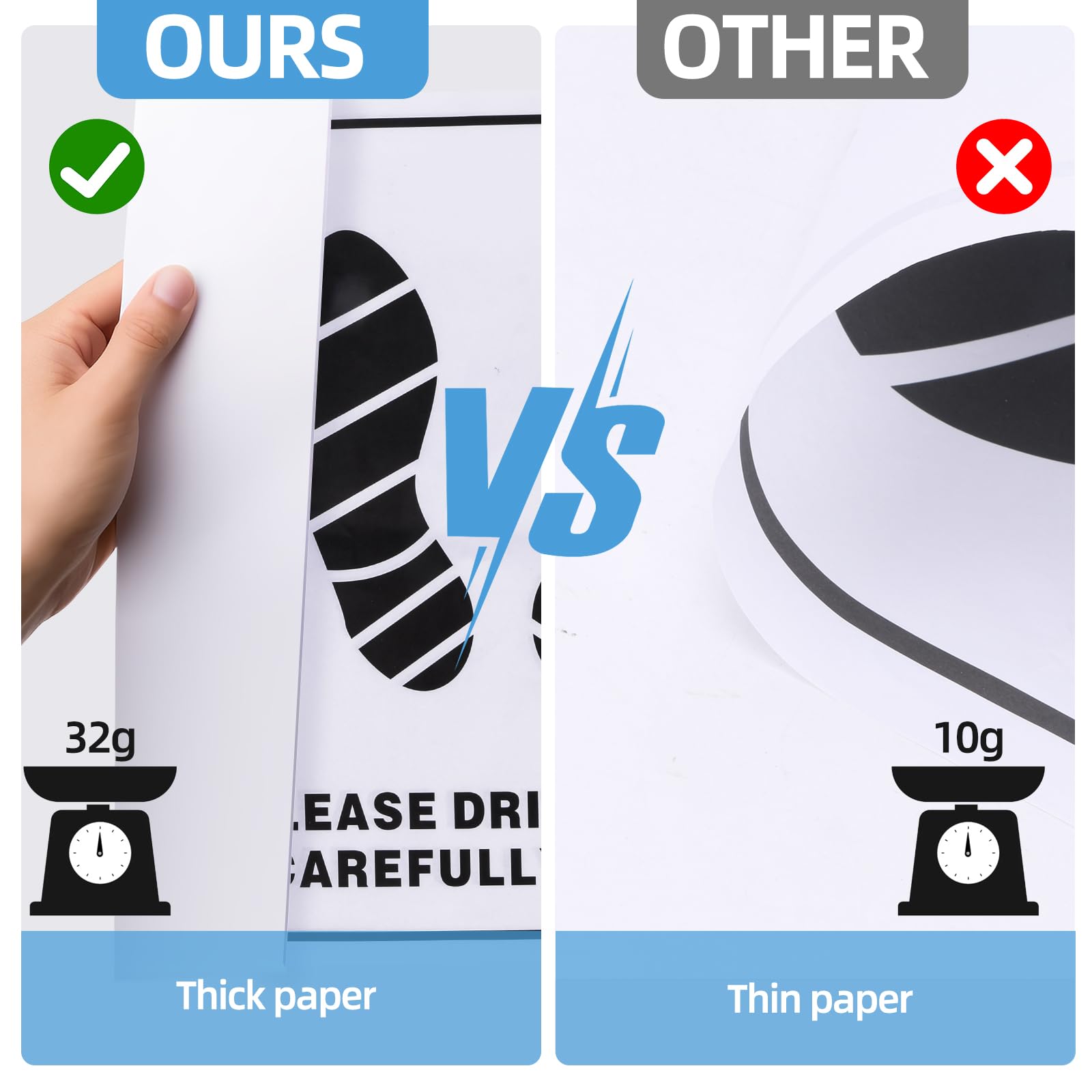 100 Pcs Paper Car Floor Mats - 20x16 Disposable Auto Floor Pads with Footprint Words Bulk White Kraft — view 3