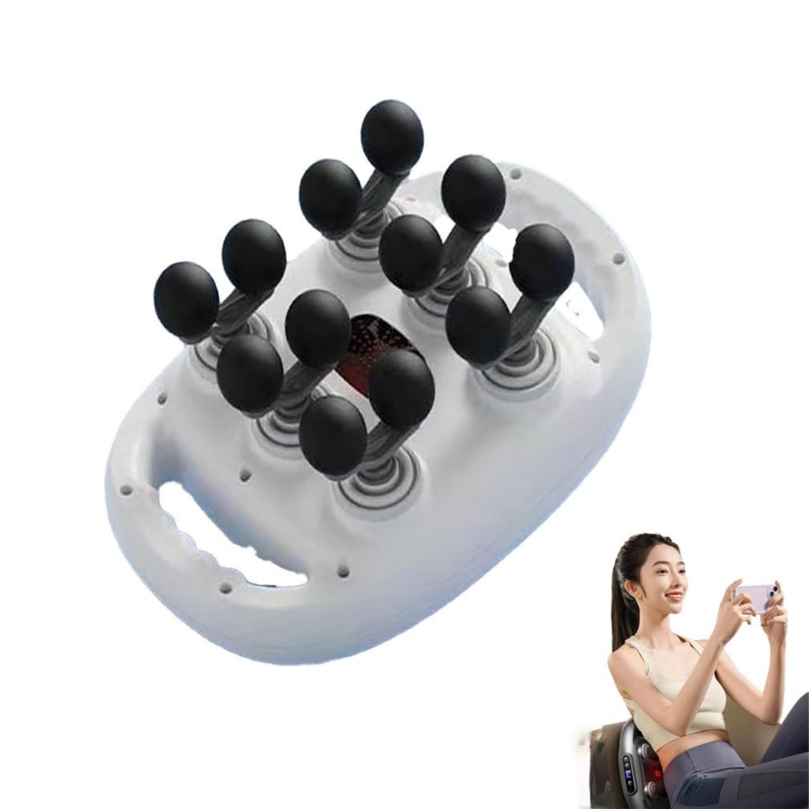 Pistola de Masaje Muscular de Tejido Profundo | Masajeador Eléctrico Portátil con 12 Cabezali, 9 Modos y 9 Velocidades para Relajación y Recuperación de Espalda, Hombros, Piernas y Pies (Blanco)