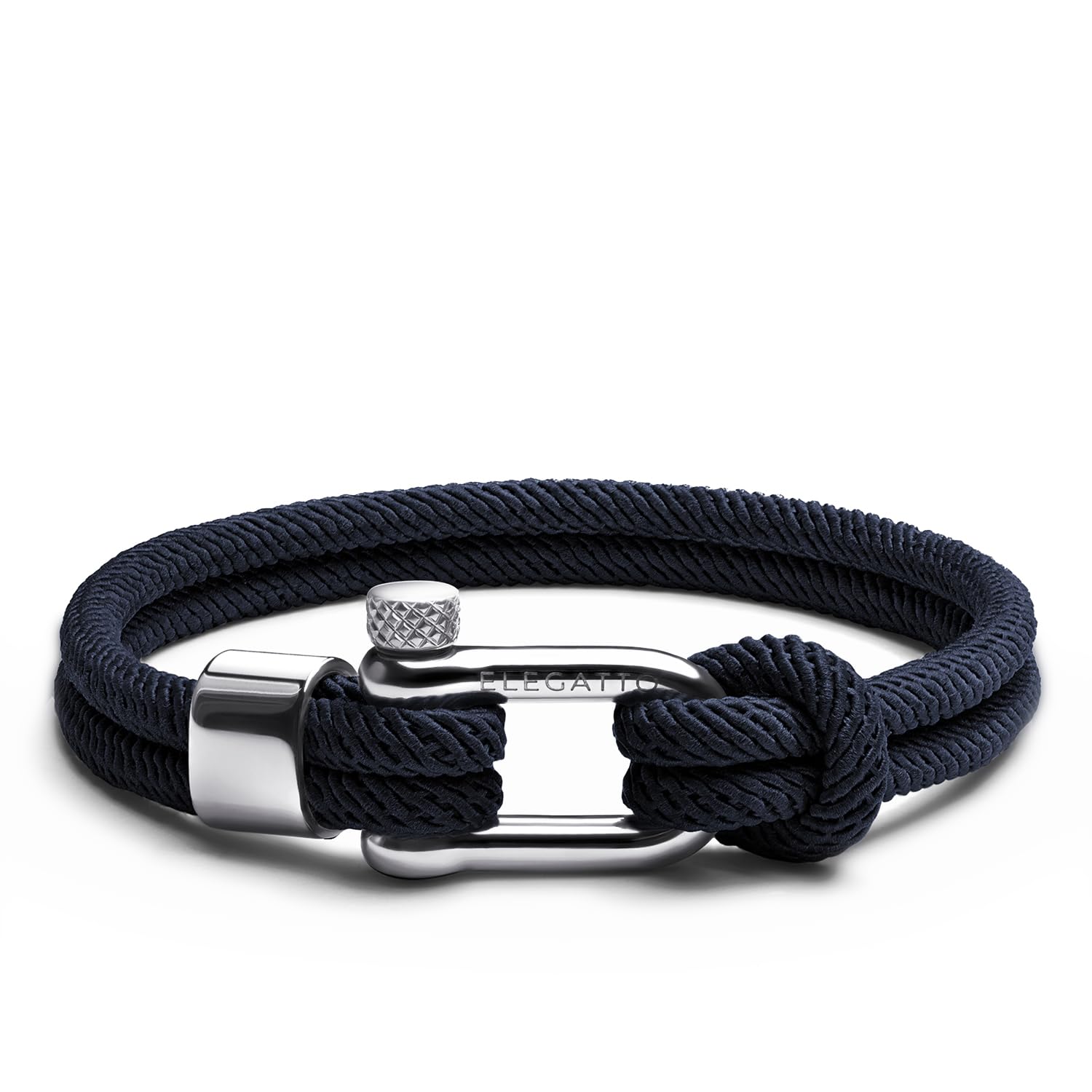 Alchor Platinum Rope Bracelet for Men | Premium Nylon Marine Cord with Silver Polished Stainless Steel Shackle Closure | Waterproof and Fade-Resistant | Men’s Designer Bracelets
